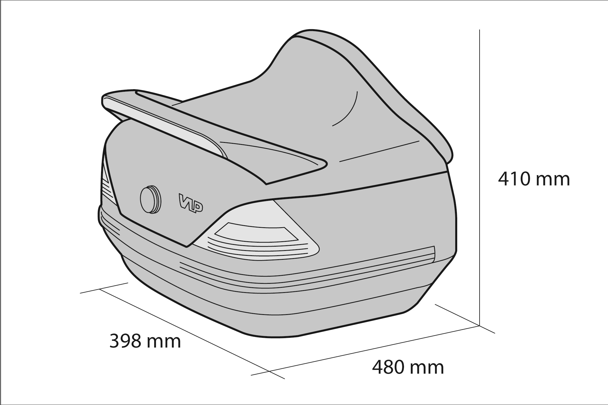 Customacces Mercedes 25L Top Box with Built-in Tail Lights | Black -   Pyramid Motorcycle Accessories