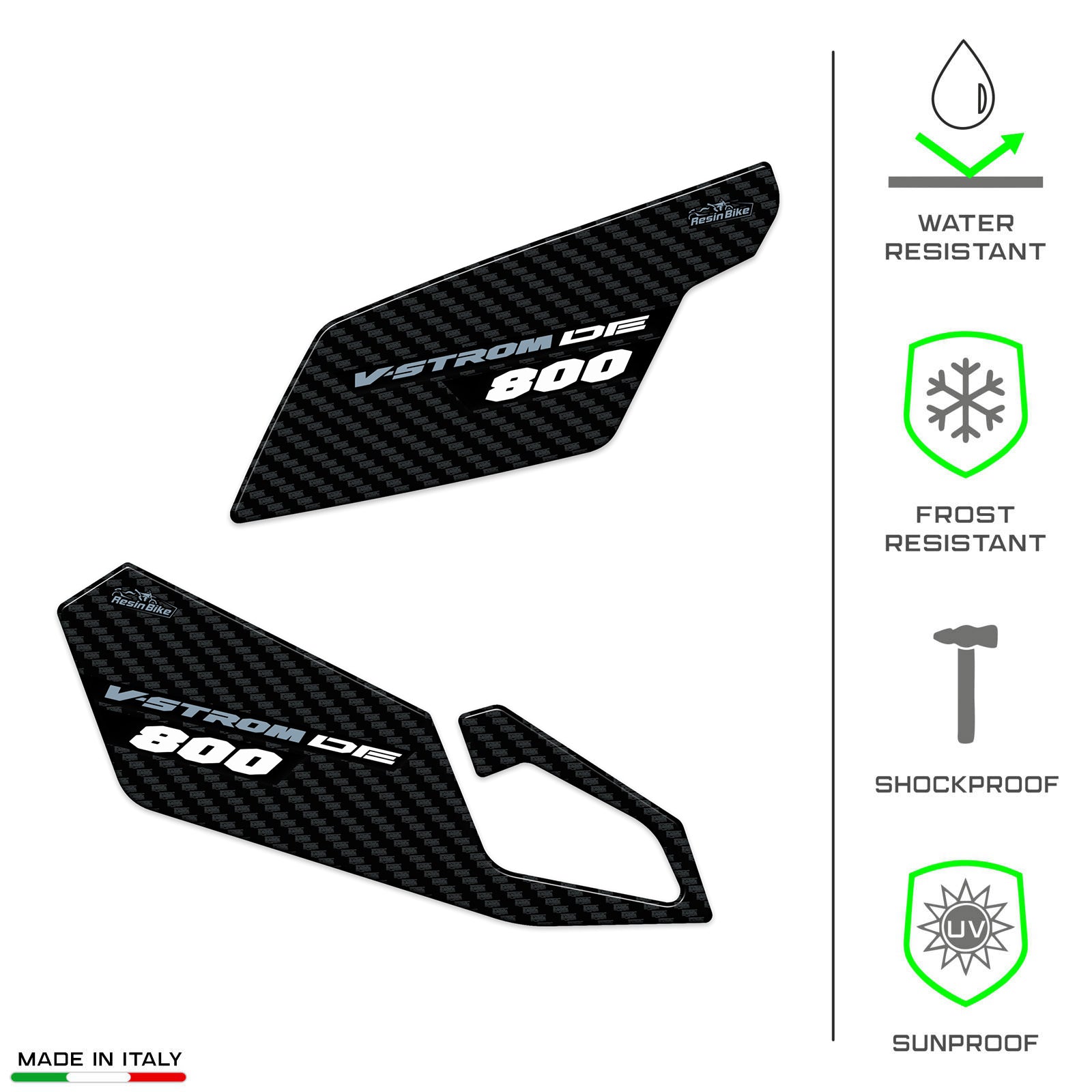 Resin Bike 3D Motorcycle Stickers - Heel Pads | Suzuki V-Strom 800DE 2023>2025 -   Pyramid Motorcycle Accessories