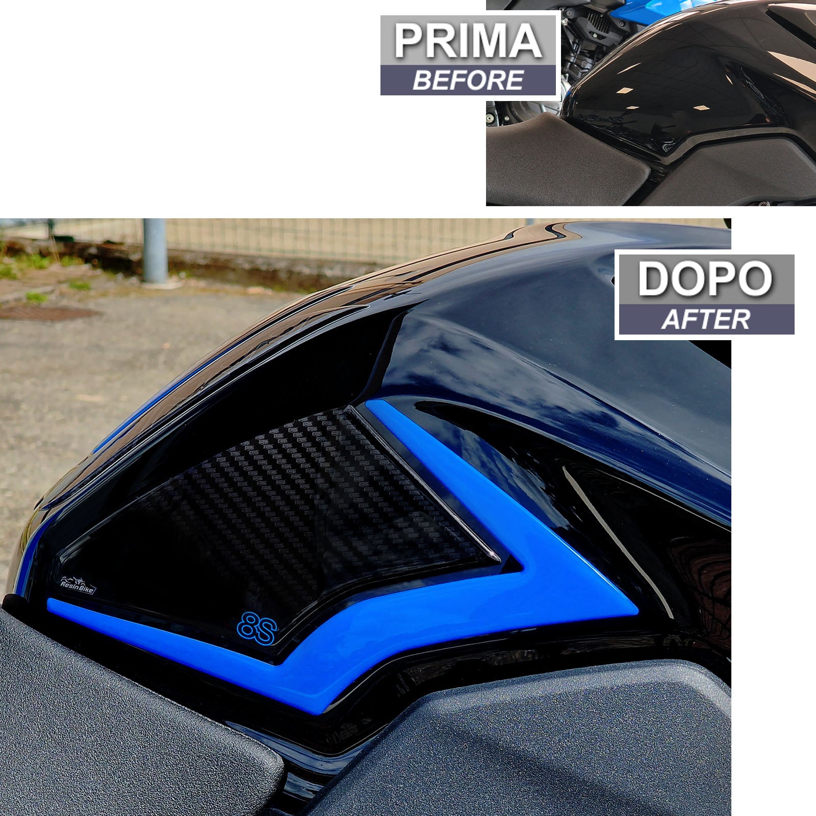 Resin Bike 3D Motorcycle Stickers - Tank Sides | Suzuki GSX-8S 2023>2026 -   Pyramid Motorcycle Accessories