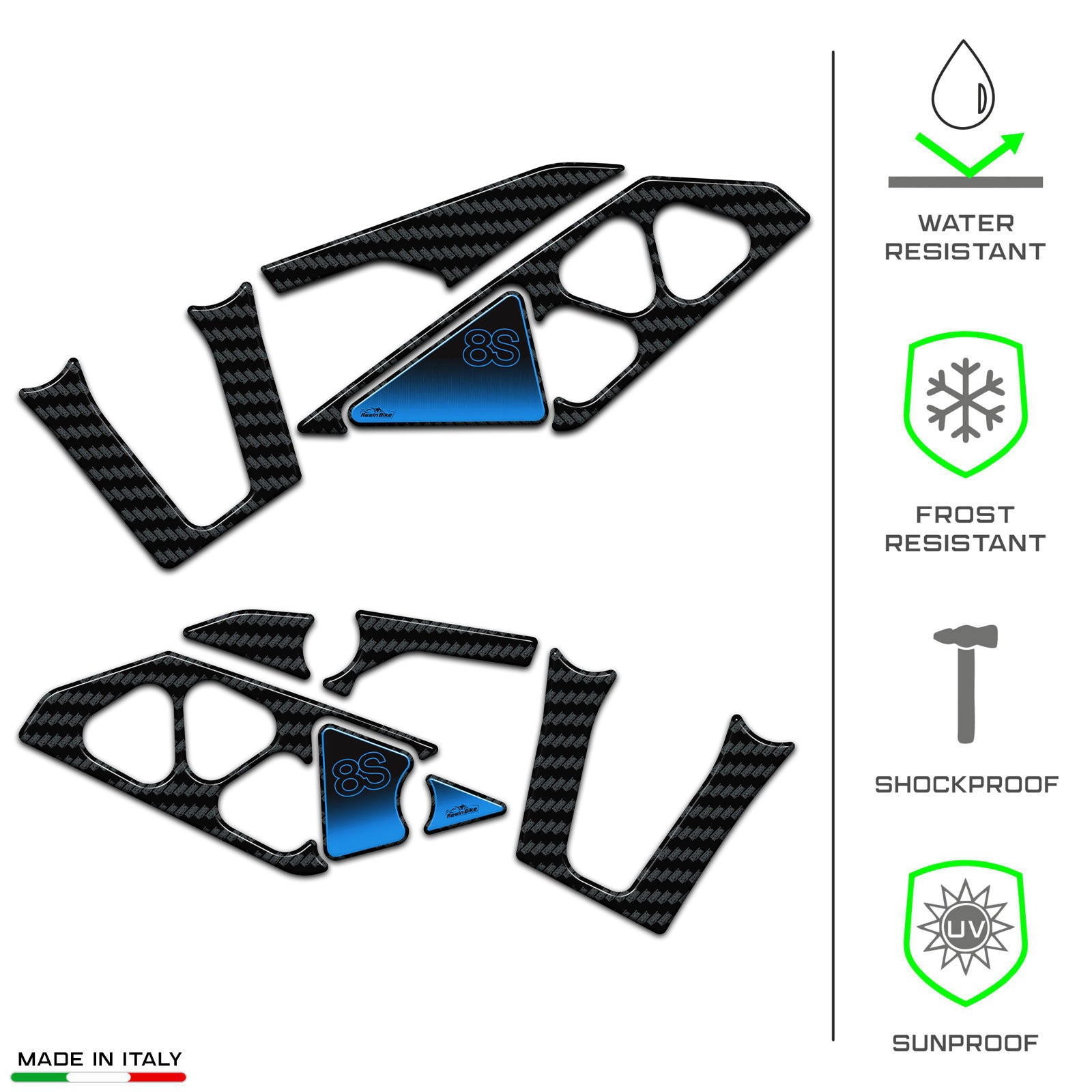 Resin Bike 3D Motorcycle Stickers - Heel Pads | Suzuki GSX-8S 2023>2025 -   Pyramid Motorcycle Accessories
