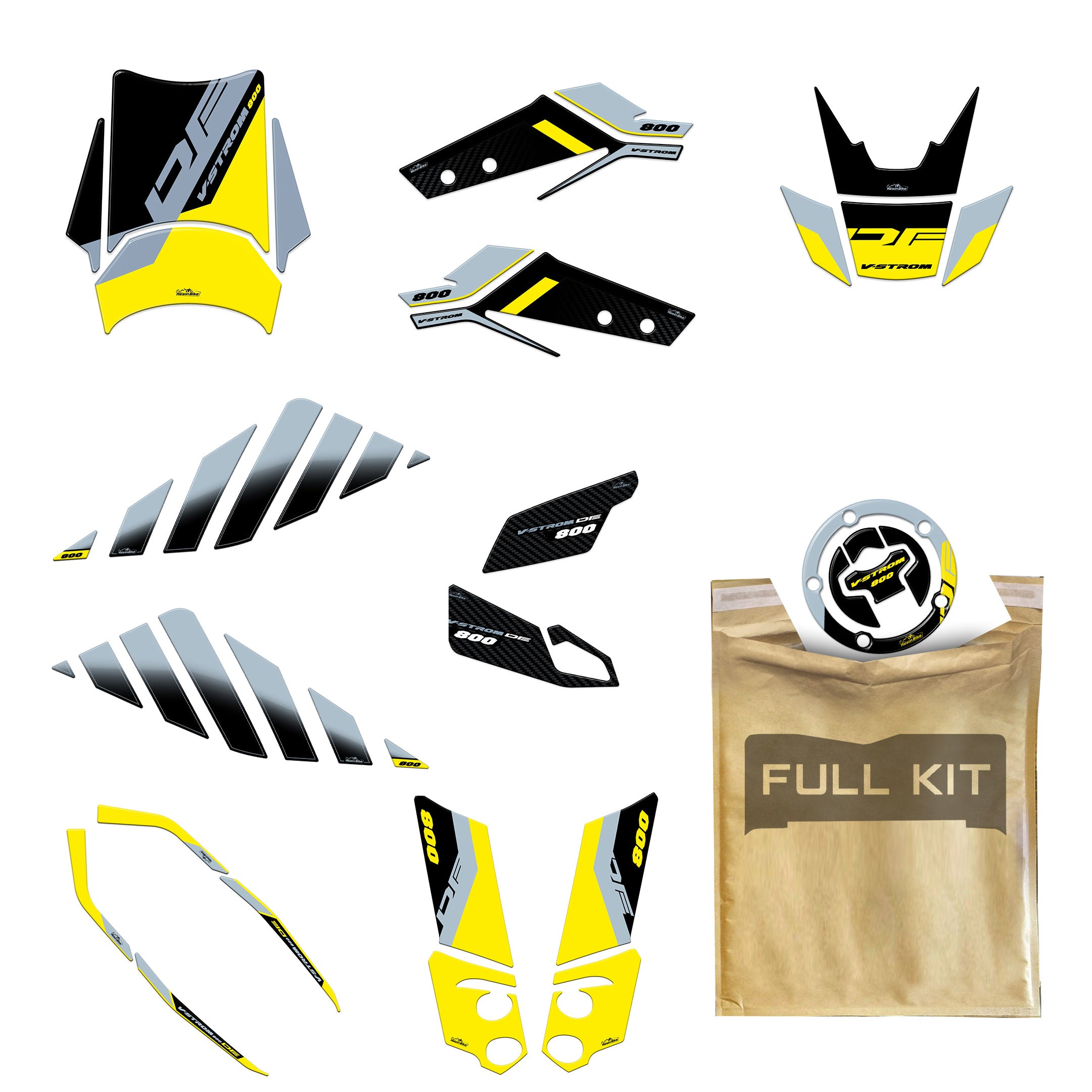 Resin Bike 3D Motorcycle Stickers - Full Kit | Suzuki V-Strom 800DE 2023>Current -   Pyramid Motorcycle Accessories