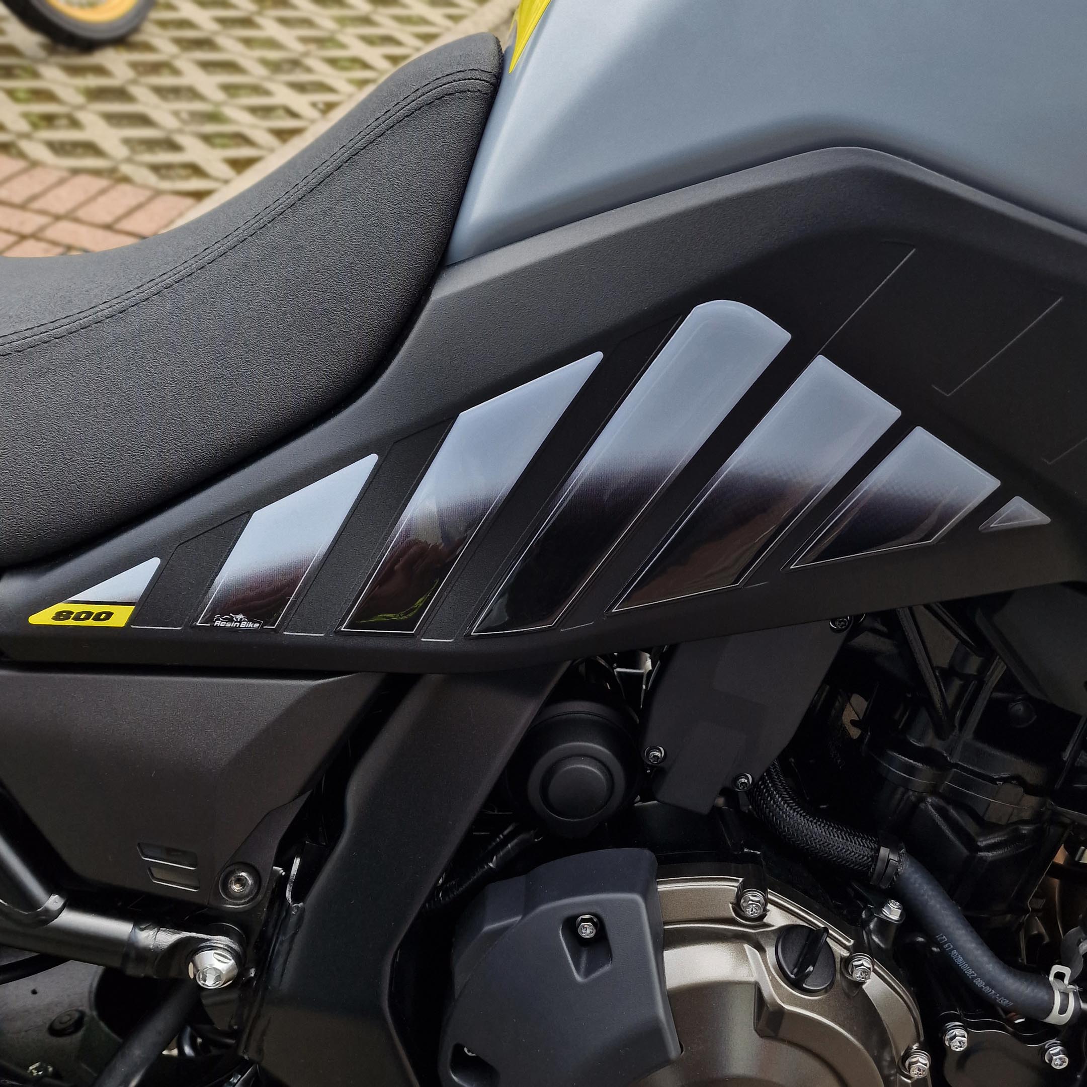 Resin Bike 3D Motorcycle Stickers - Basic Tank Kit | Suzuki V-Strom 800DE 2023>Current -   Pyramid Motorcycle Accessories
