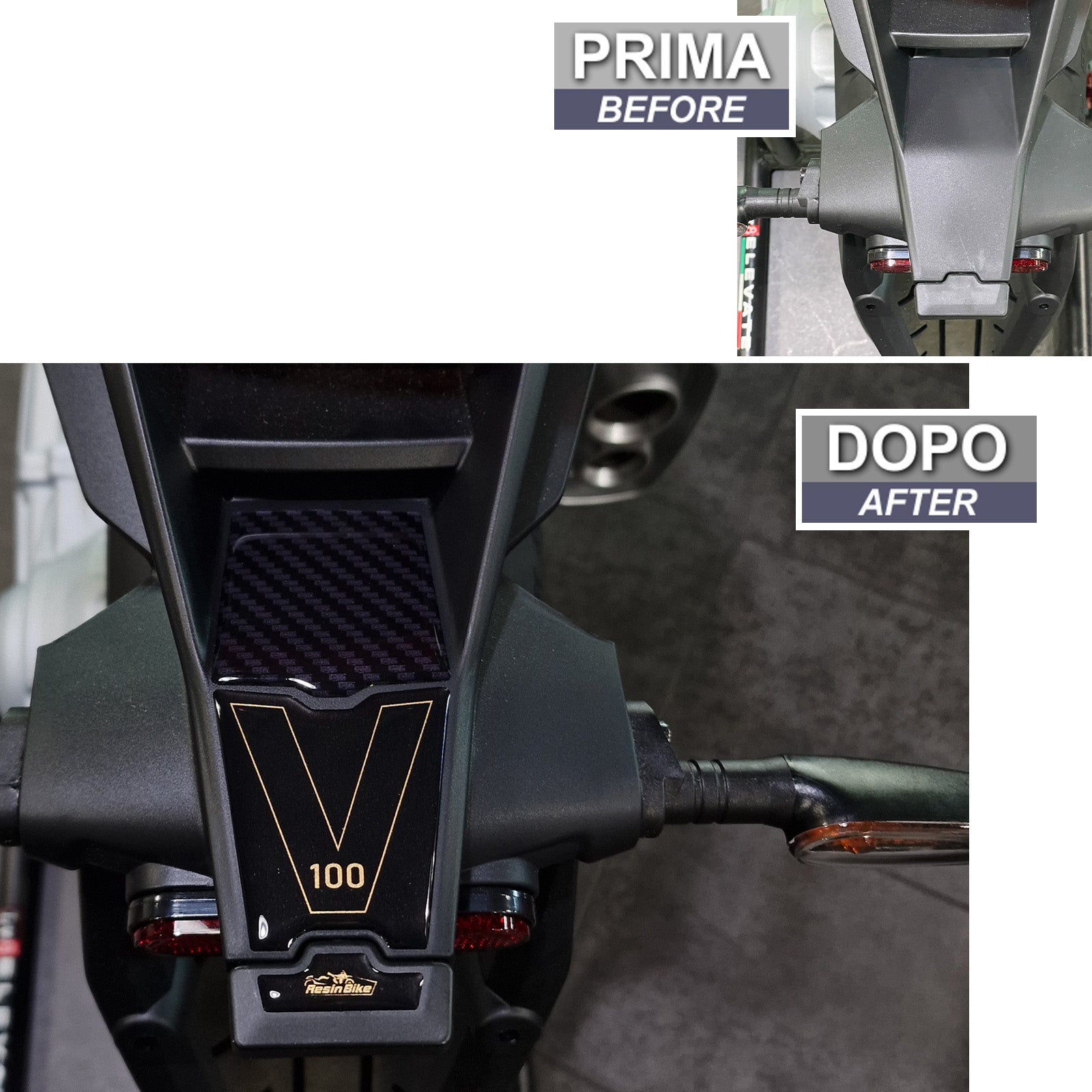 Resin Bike 3D Motorcycle Stickers - Tail Section | Moto Guzzi V100 Mandello/S 2022>2025 -   Pyramid Motorcycle Accessories