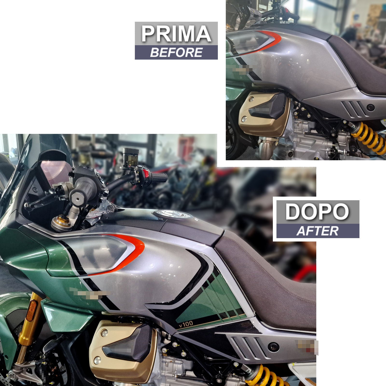 Resin Bike 3D Motorcycle Stickers - Tank Sides | Moto Guzzi V100 Mandello 2022>2025 -   Pyramid Motorcycle Accessories
