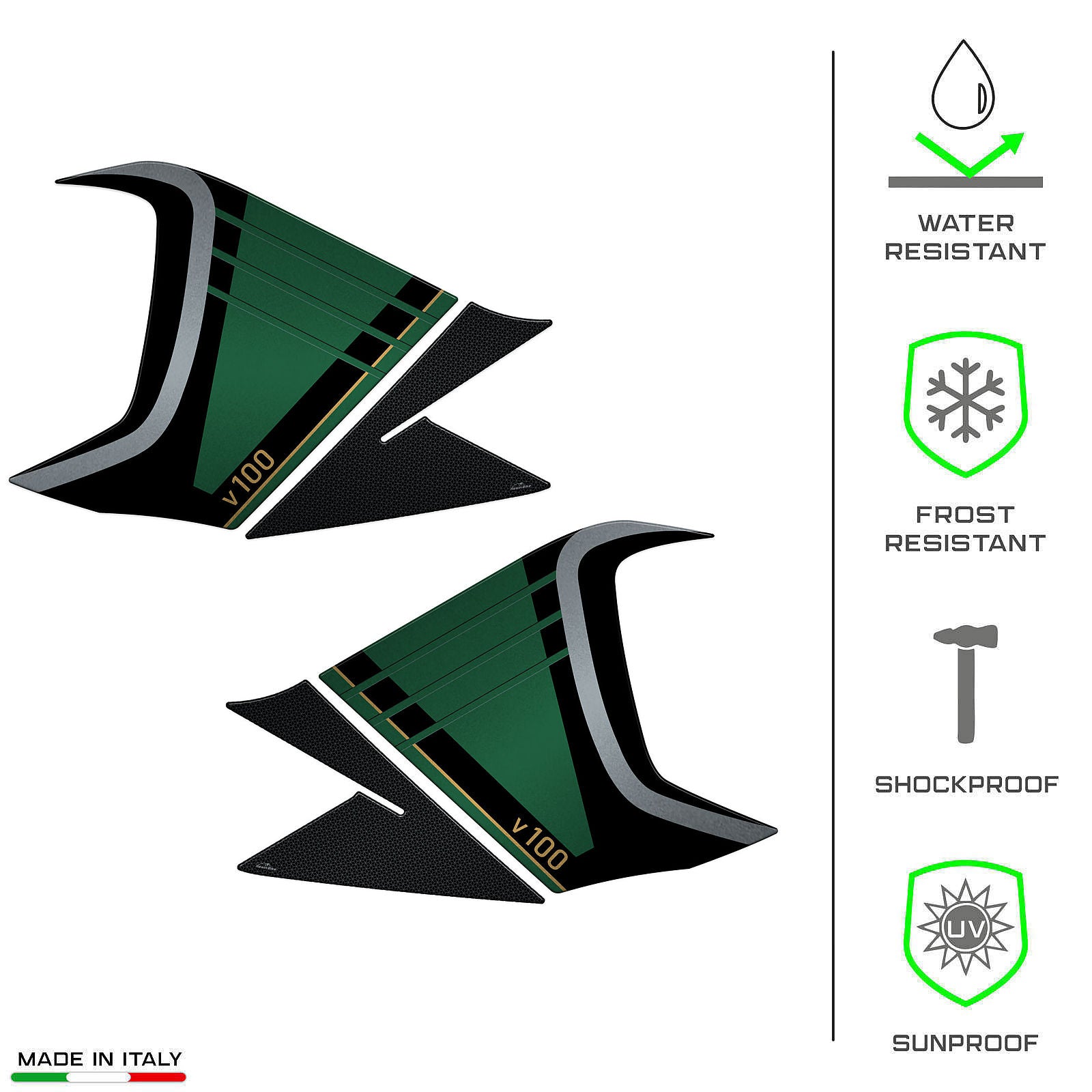 Resin Bike 3D Motorcycle Stickers - Tank Sides | Moto Guzzi V100 Mandello 2022>2025 -   Pyramid Motorcycle Accessories