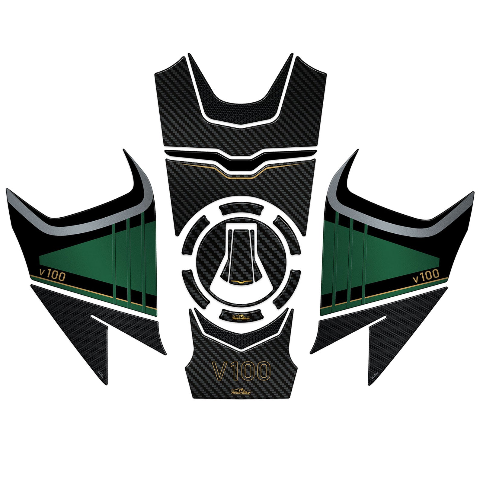 Resin Bike 3D Motorcycle Stickers - Tank Kit | Moto Guzzi V100 Mandello 2022>2025 -   Pyramid Motorcycle Accessories