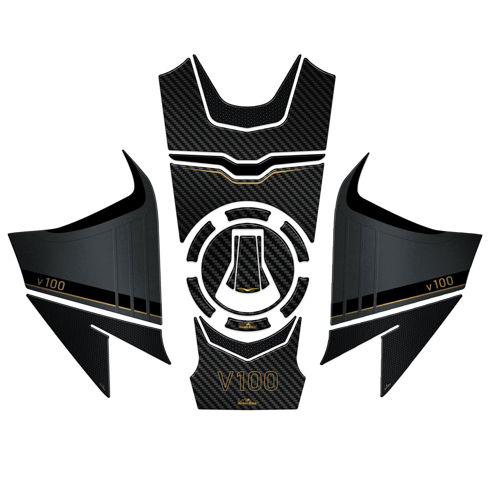 Resin Bike 3D Motorcycle Stickers - Tank Kit | Moto Guzzi V100 Mandello / Mandello S 2022>2026 -   Pyramid Motorcycle Accessories