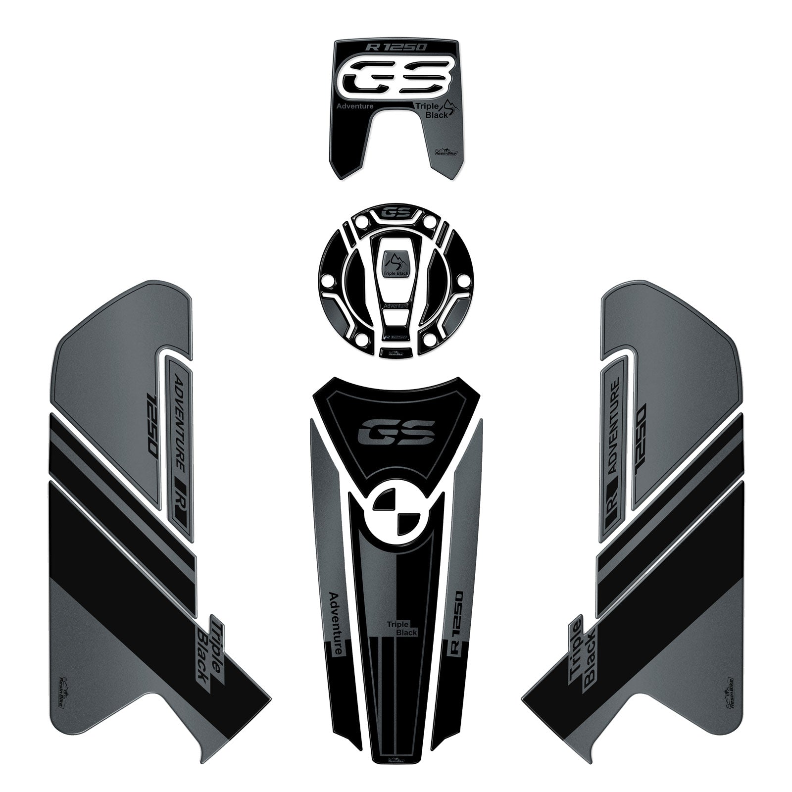 Resin Bike 3D Motorcycle Stickers - Basic Kit | BMW R 1250 GS Adventure Triple Black 2021>2024 -   Pyramid Motorcycle Accessories