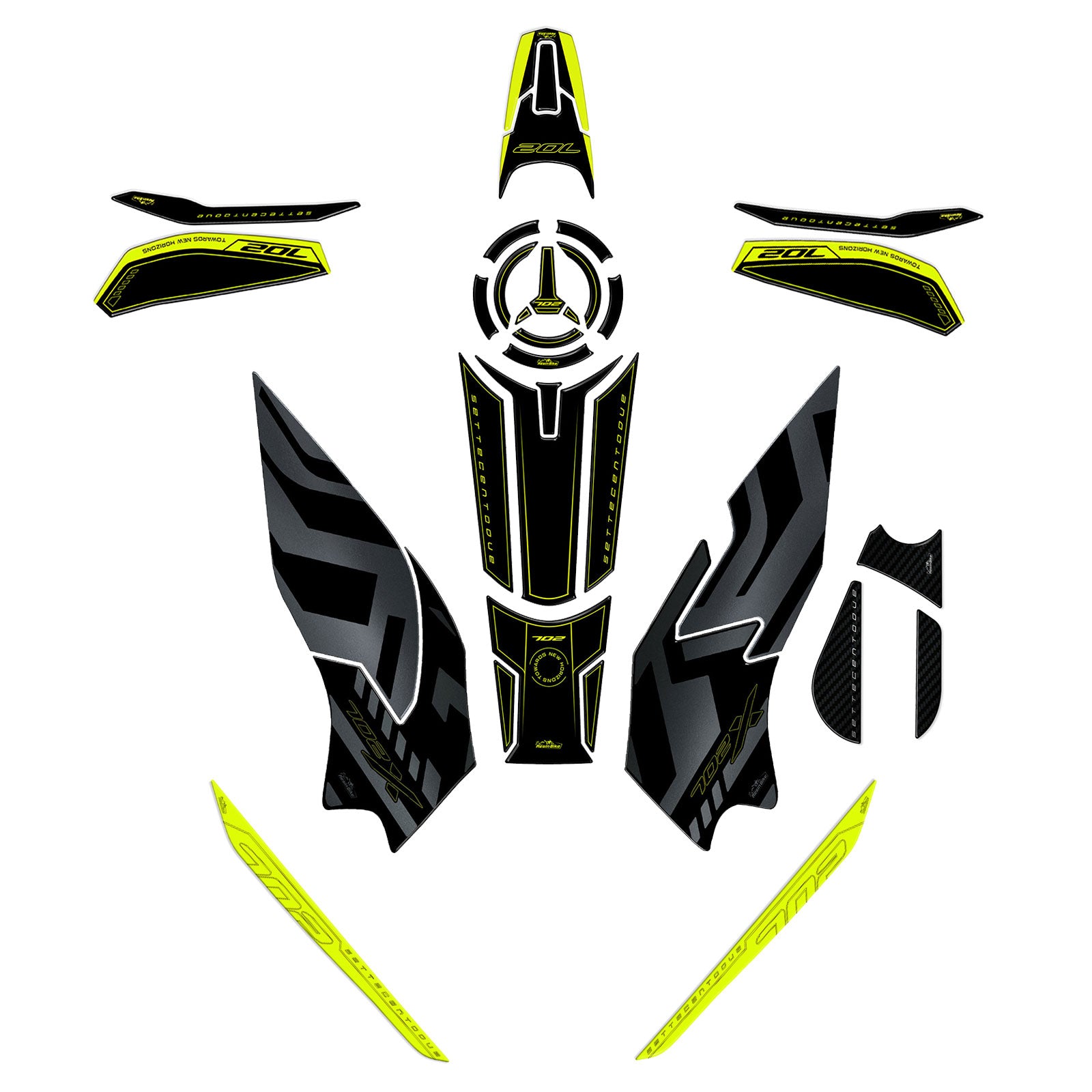 Resin Bike 3D Motorcycle Stickers - Tank Kit | Benelli TRK 702 X 2023>2026 RB-1000680200003 -   Pyramid Motorcycle Accessories