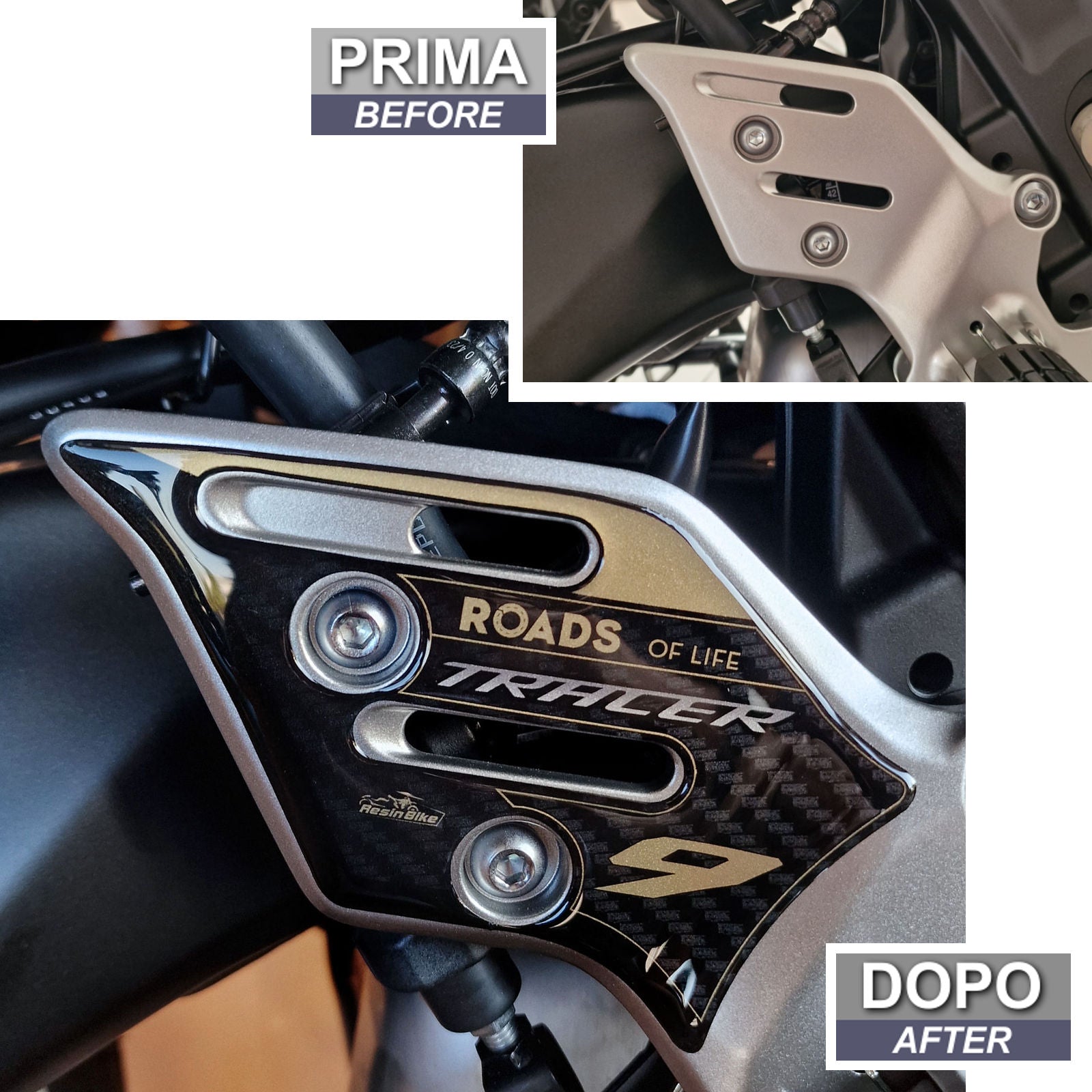 Resin Bike 3D Motorcycle Stickers - Heel Pads | Yamaha Tracer 9/9GT 2021>2024 -   Pyramid Motorcycle Accessories