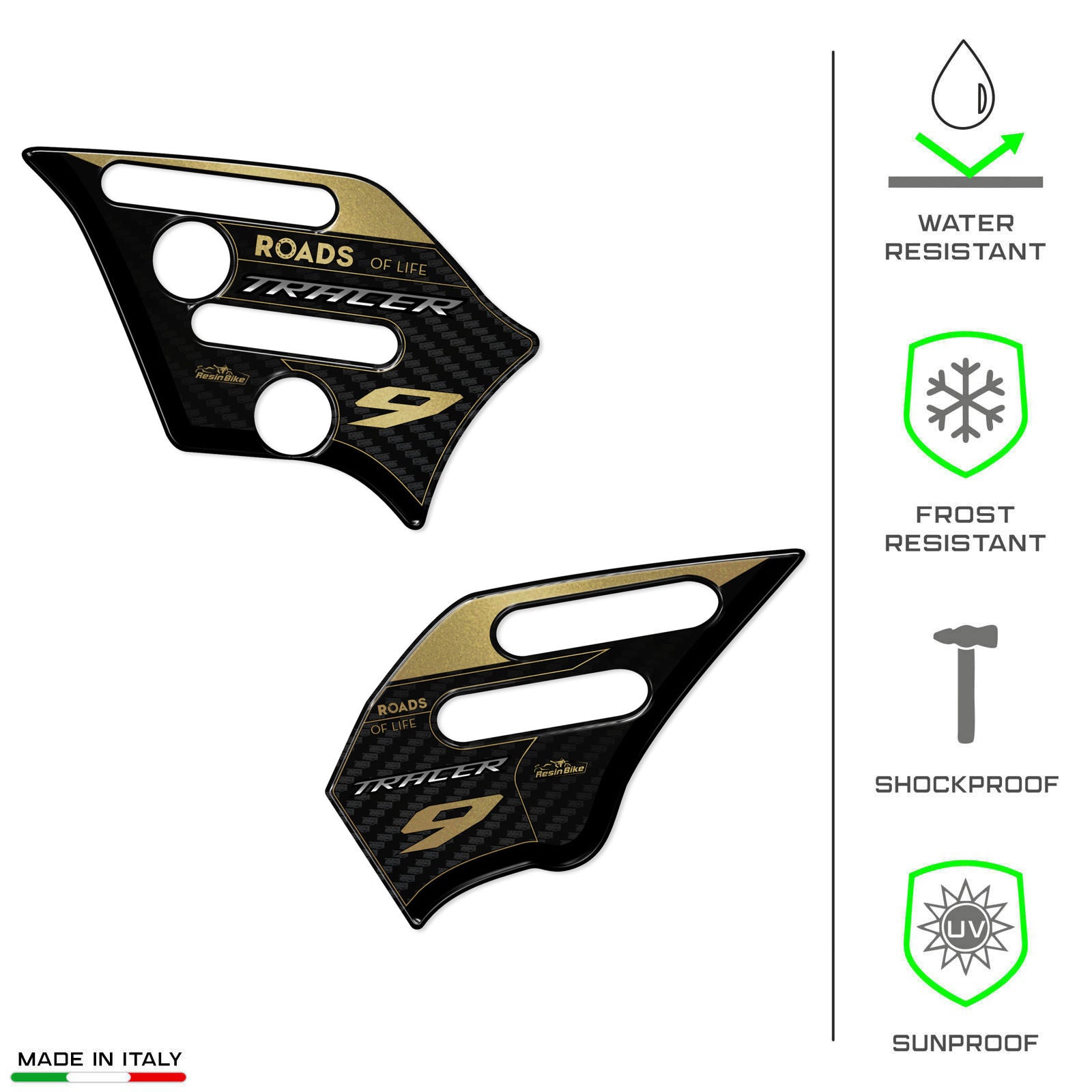 Resin Bike 3D Motorcycle Stickers - Heel Pads | Yamaha Tracer 9/9GT 2021>2024 -   Pyramid Motorcycle Accessories