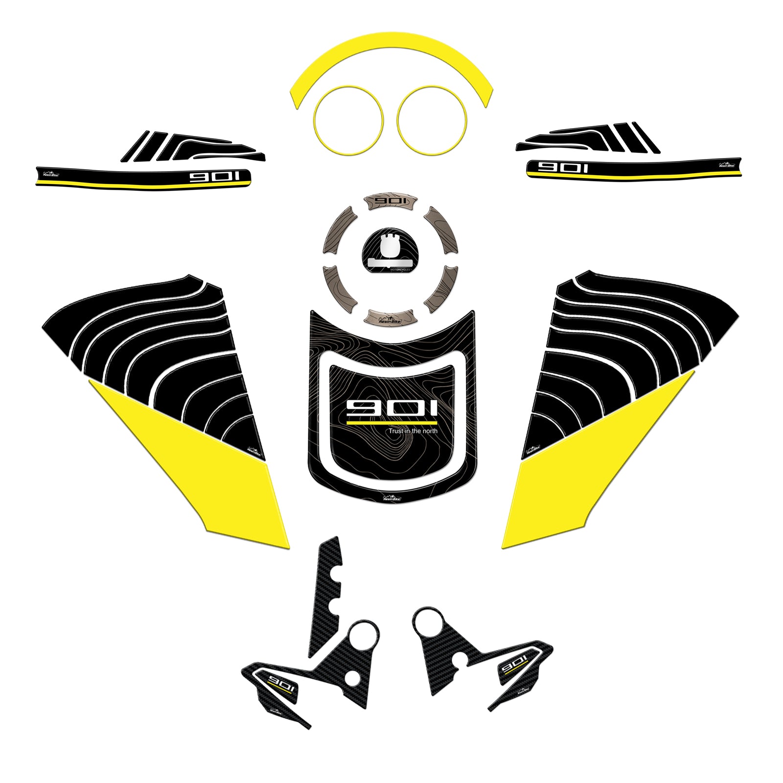 Resin Bike 3D Motorcycle Stickers - Tank Kit | Husqvarna Norden 901 2022>2024 -   Pyramid Motorcycle Accessories