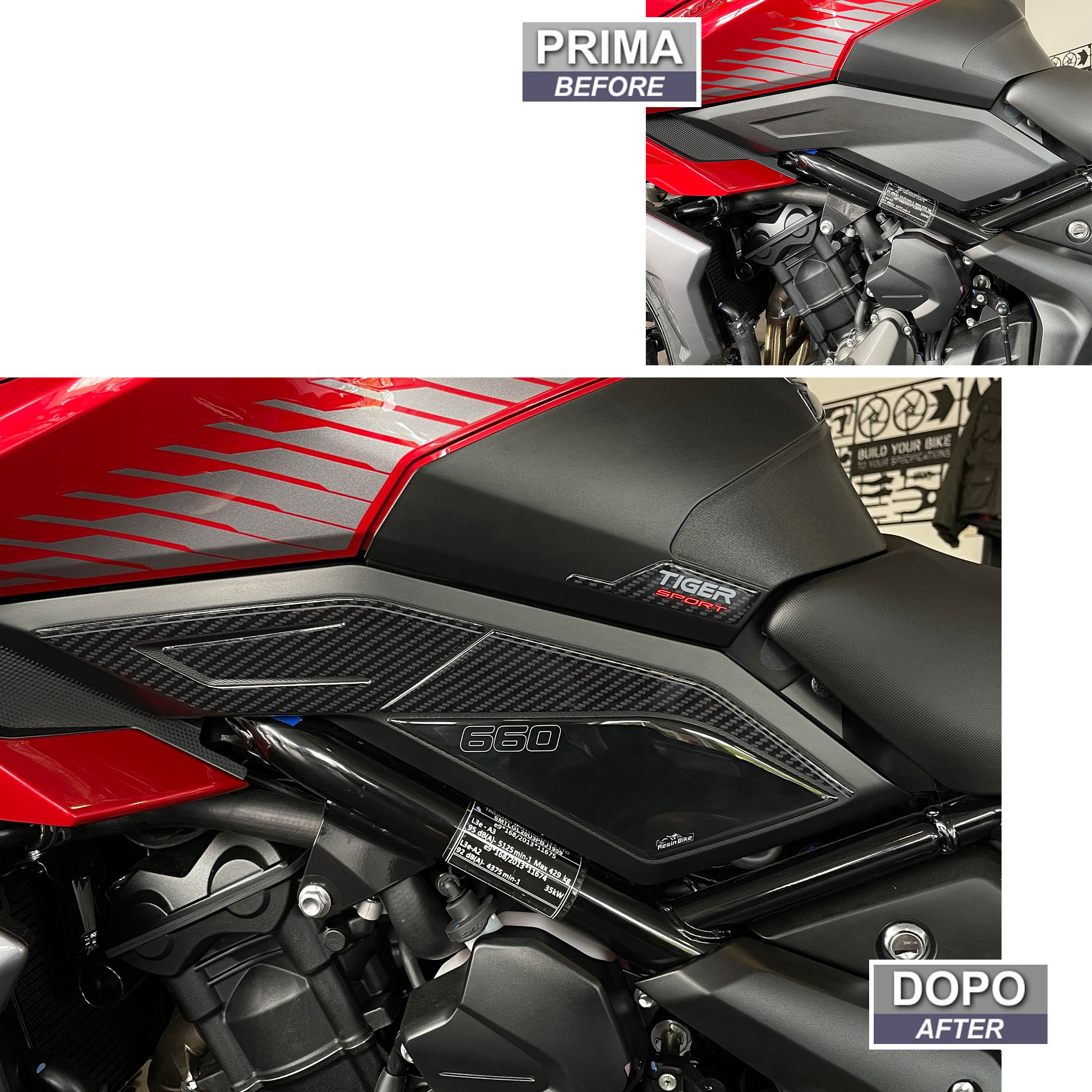 Resin Bike 3D Motorcycle Stickers - Tank Sides | Triumph Tiger Sport 660/800 2022>2025 -   Pyramid Motorcycle Accessories