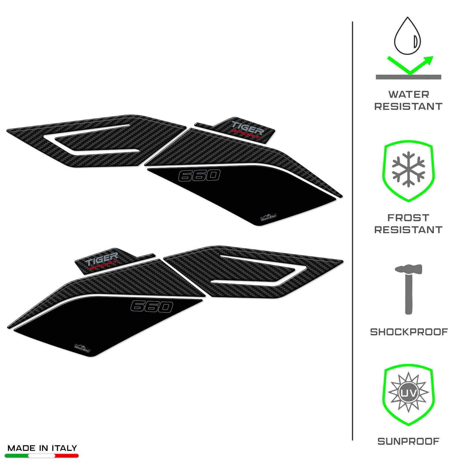 Resin Bike 3D Motorcycle Stickers - Tank Sides | Triumph Tiger Sport 660/800 2022>2025 -   Pyramid Motorcycle Accessories