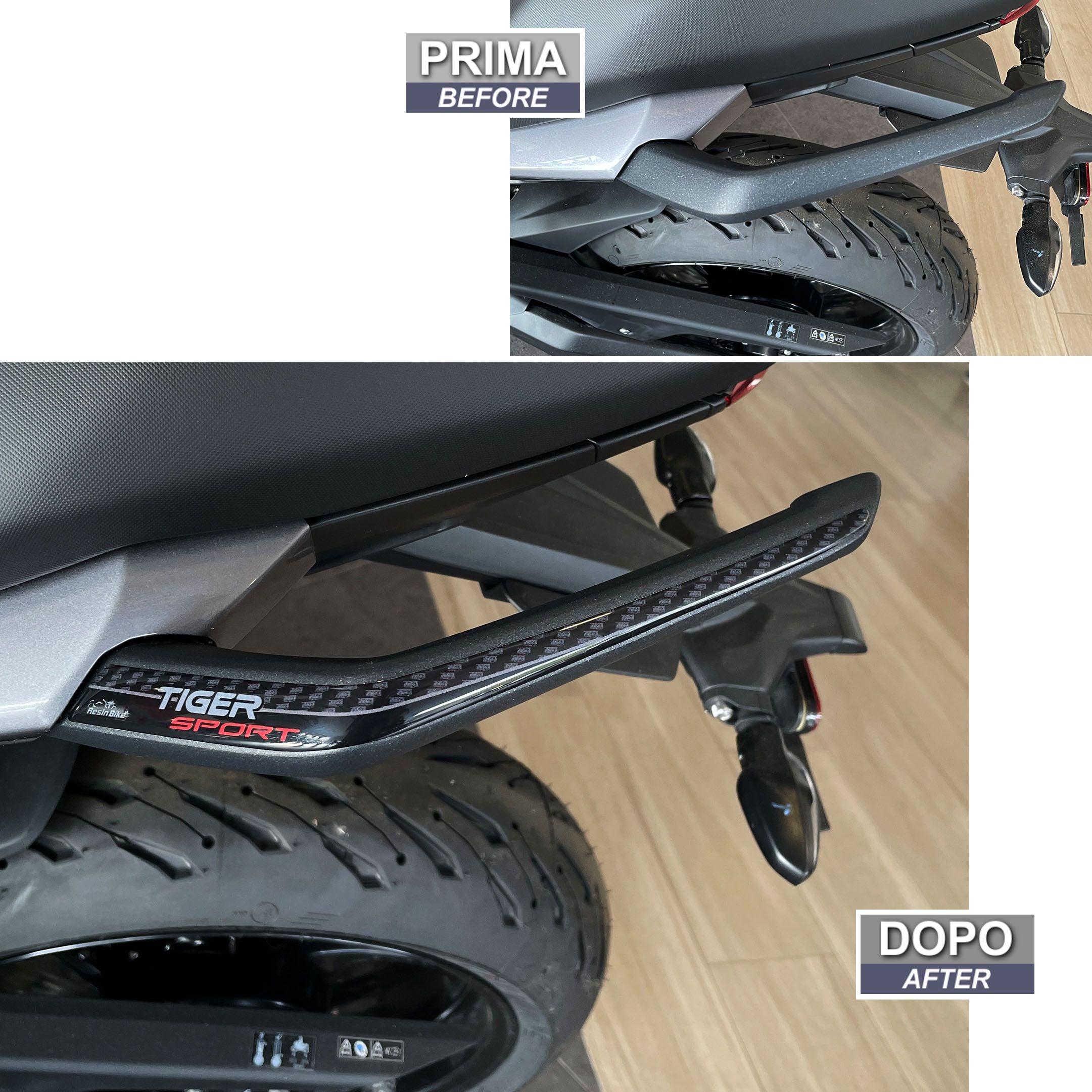 Resin Bike 3D Motorcycle Stickers - Passenger Handles | Triumph Tiger Sport 660/800 2022>2025 -   Pyramid Motorcycle Accessories