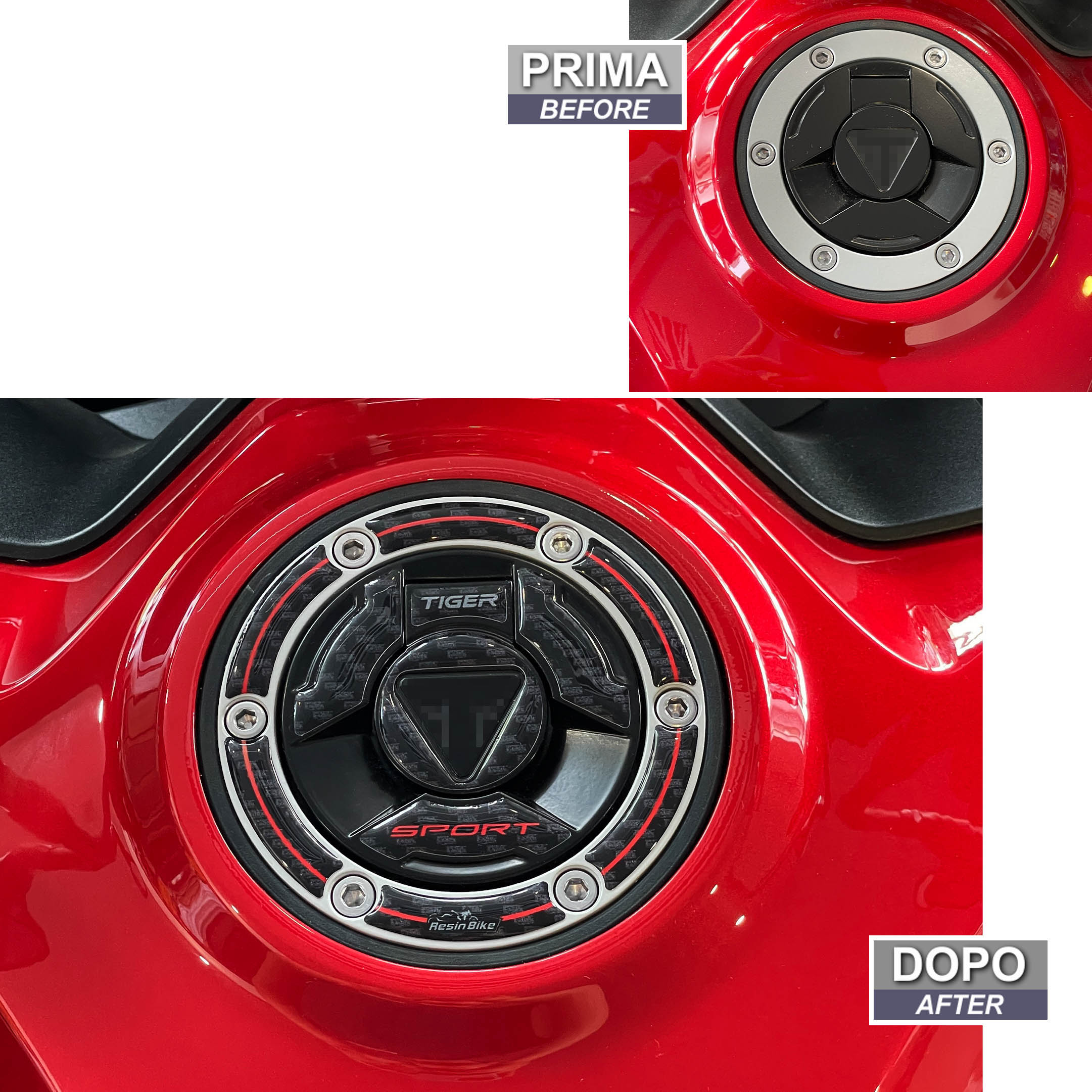 Resin Bike 3D Motorcycle Stickers - Fuel Cap | Triumph Tiger Sport 660/800 2022>2025 -   Pyramid Motorcycle Accessories