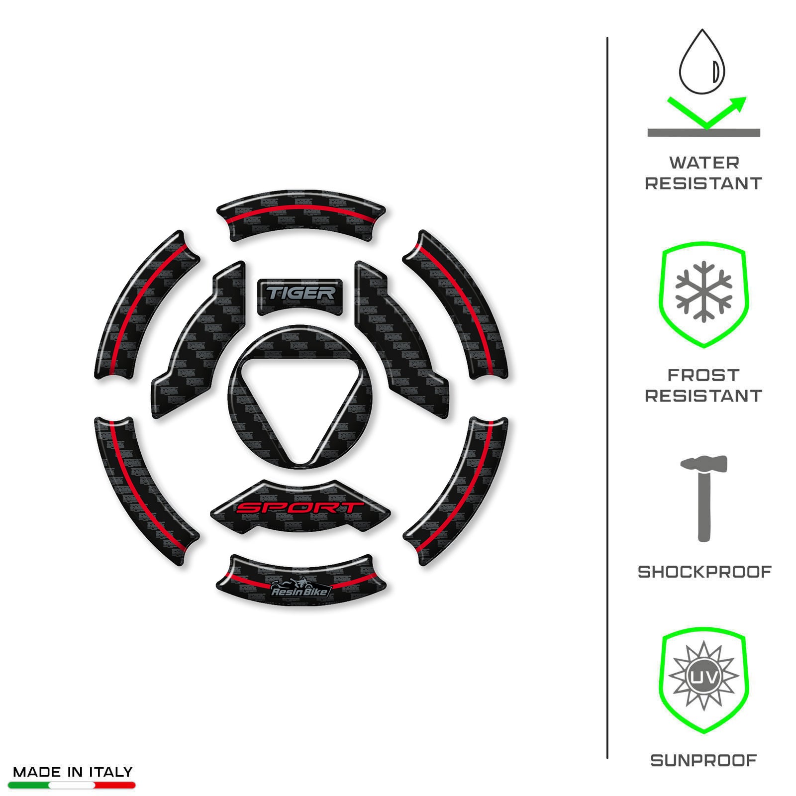 Resin Bike 3D Motorcycle Stickers - Fuel Cap | Triumph Tiger Sport 660/800 2022>2025 -   Pyramid Motorcycle Accessories