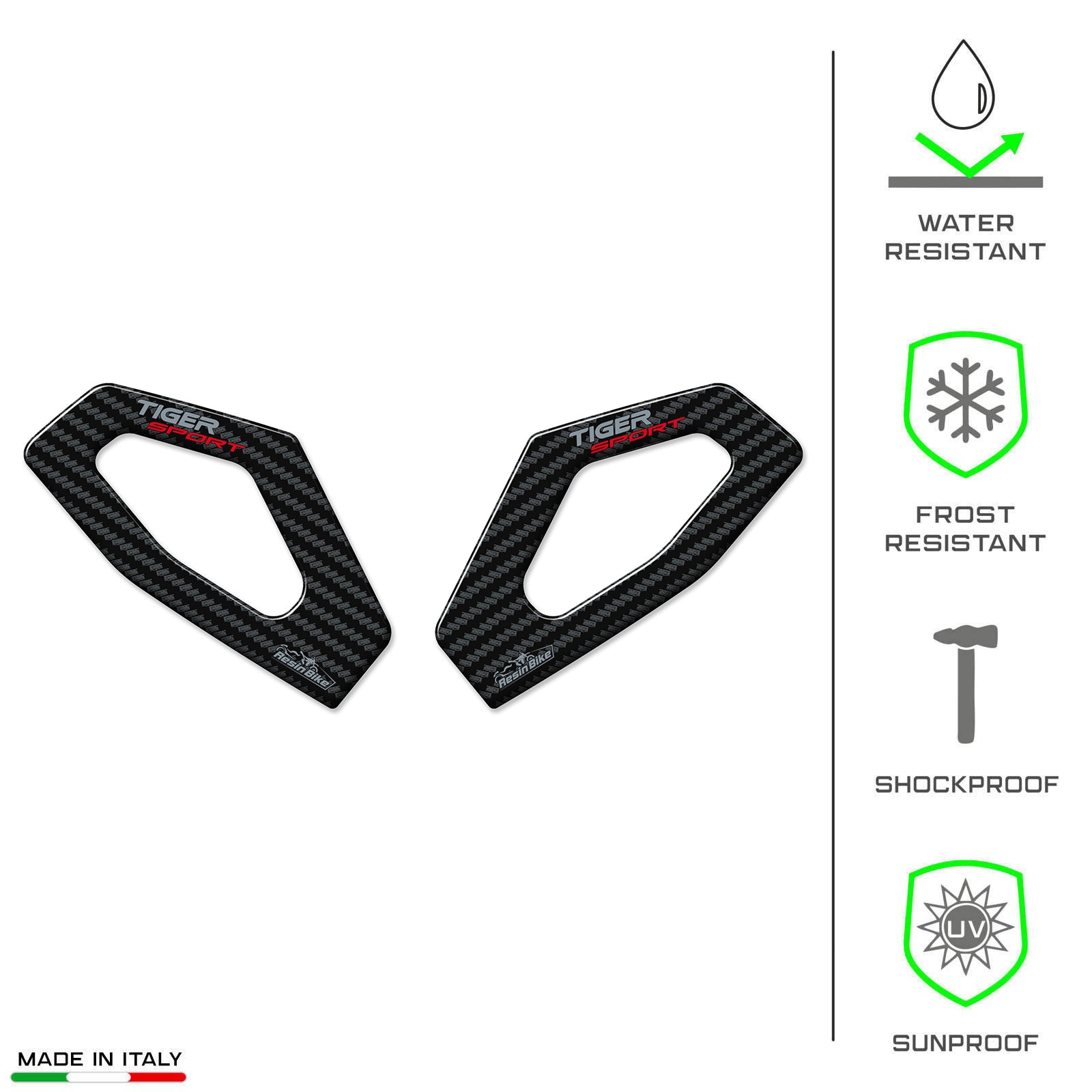 Resin Bike 3D Motorcycle Stickers - Heel Pads | Triumph Tiger Sport 660/800 2022>2025 -   Pyramid Motorcycle Accessories