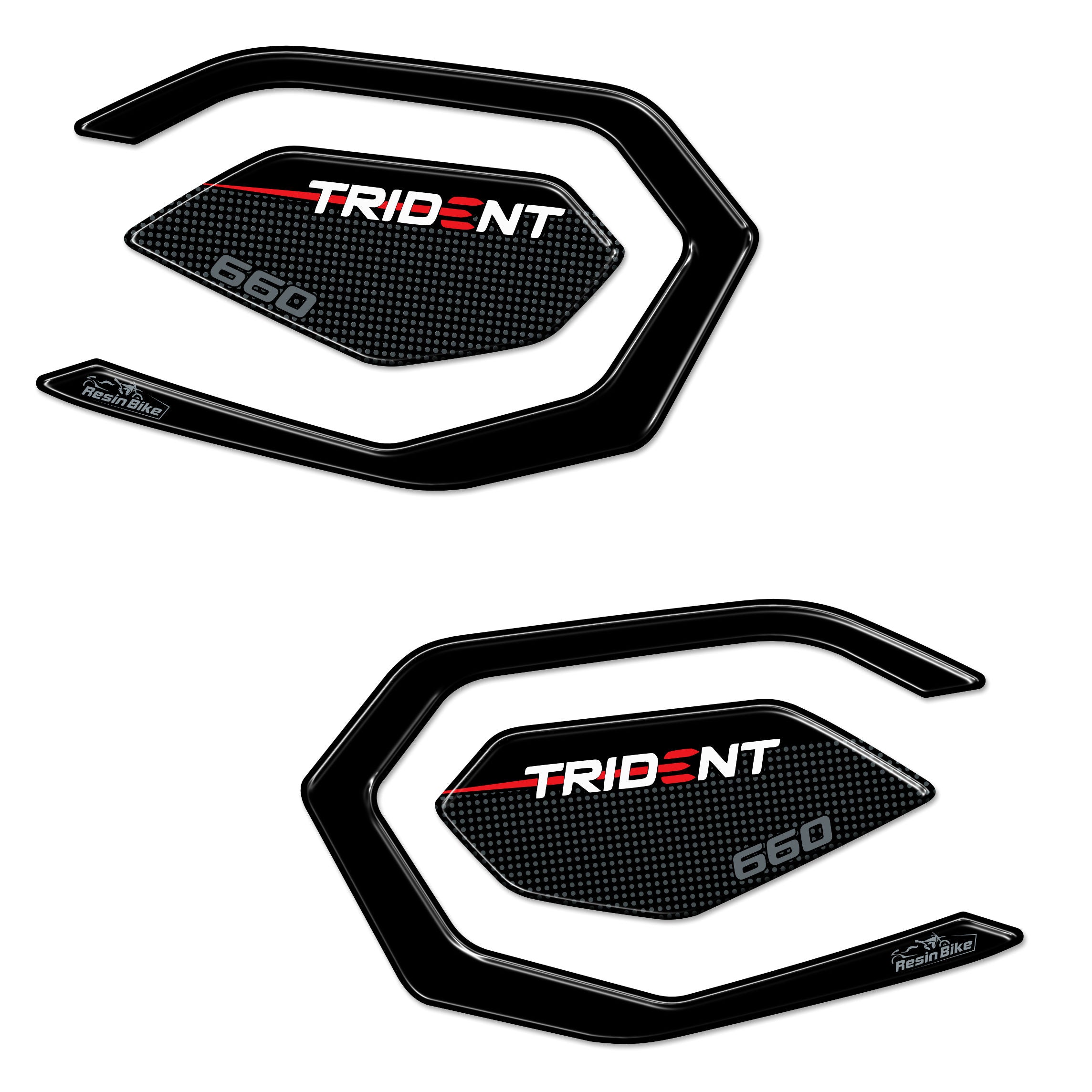 Resin Bike 3D Motorcycle Stickers - Heel Pads | Triumph Trident 660 2021>2025 -   Pyramid Motorcycle Accessories