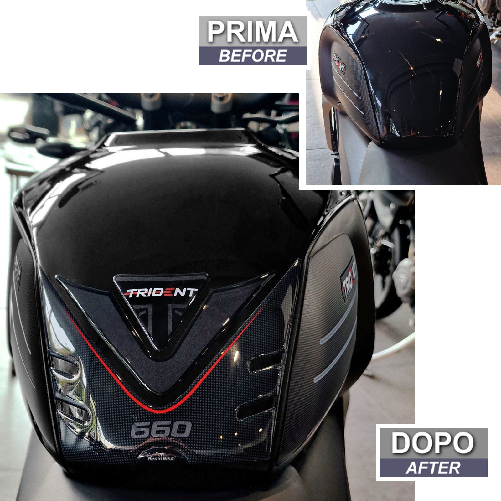 Resin Bike 3D Motorcycle Stickers - Tank Pad | Triumph Trident 660 2021>2025 -   Pyramid Motorcycle Accessories