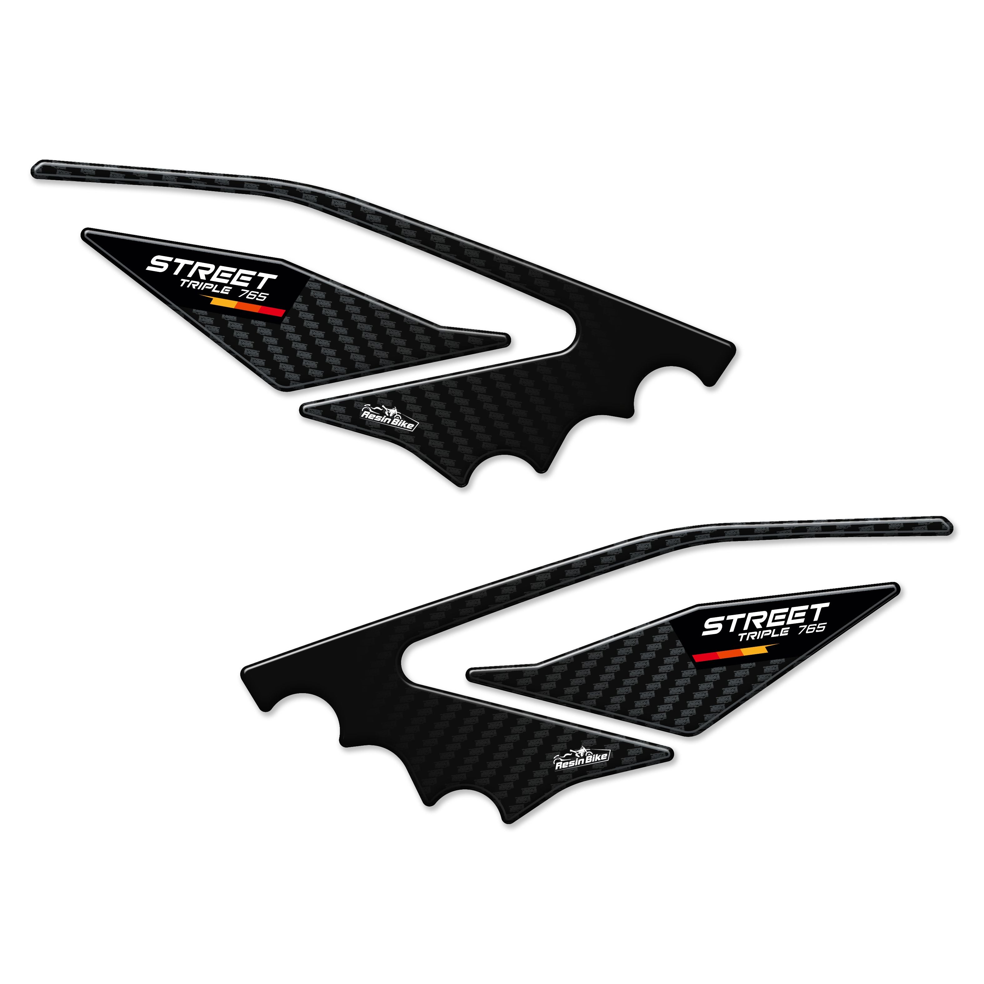 Resin Bike 3D Motorcycle Stickers - Heel Pads | Triumph Street Triple 765 RS 2023>2025 -   Pyramid Motorcycle Accessories