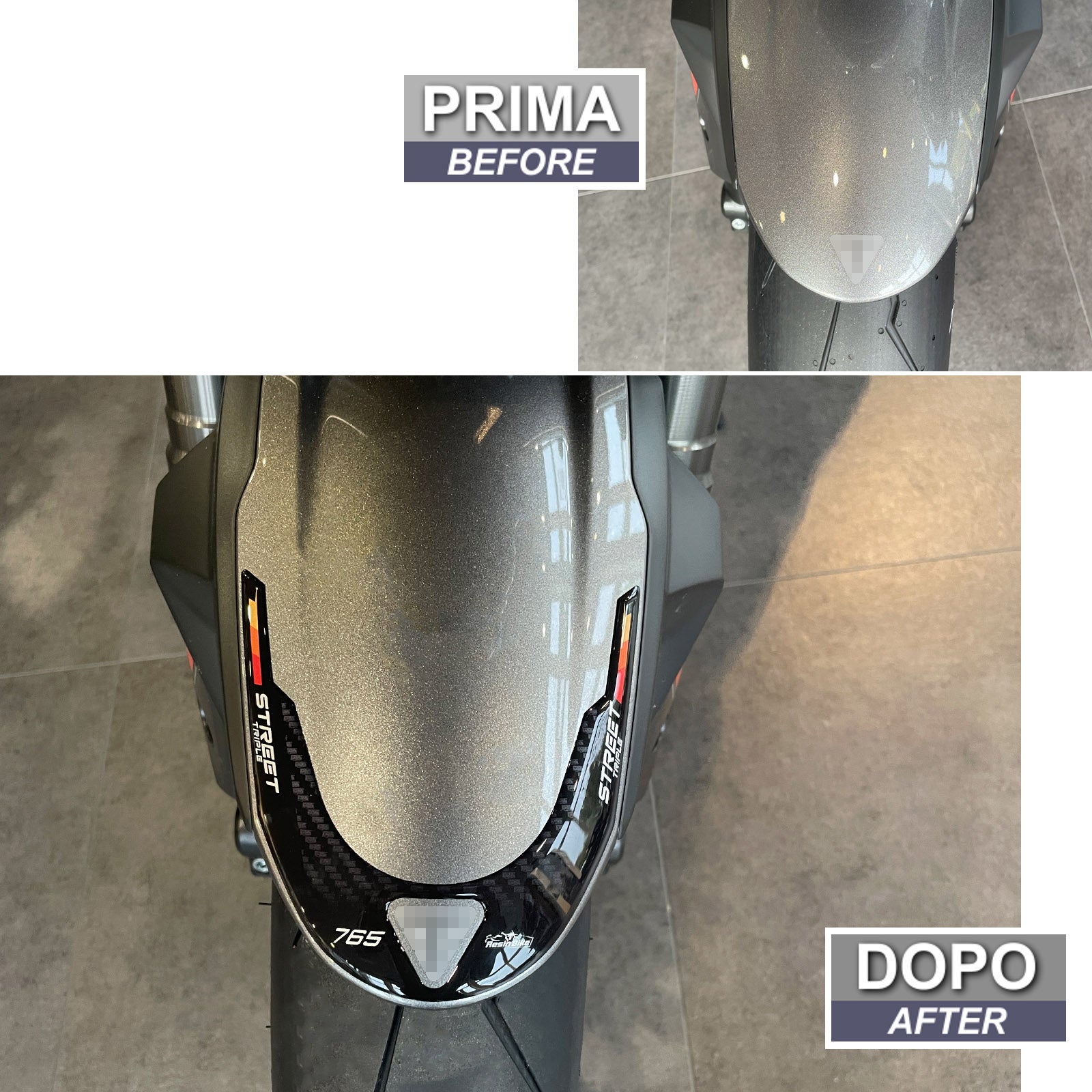 Resin Bike 3D Motorcycle Stickers - Front Fender | Triumph Street Triple 765 RS 2023>2025 -   Pyramid Motorcycle Accessories