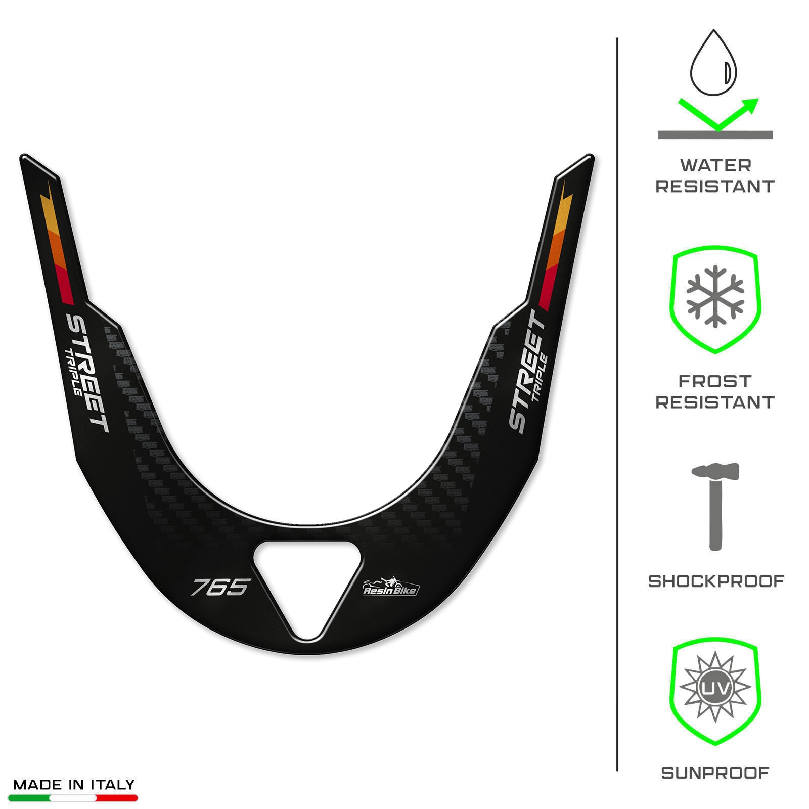 Resin Bike 3D Motorcycle Stickers - Front Fender | Triumph Street Triple 765 RS 2023>2025 -   Pyramid Motorcycle Accessories