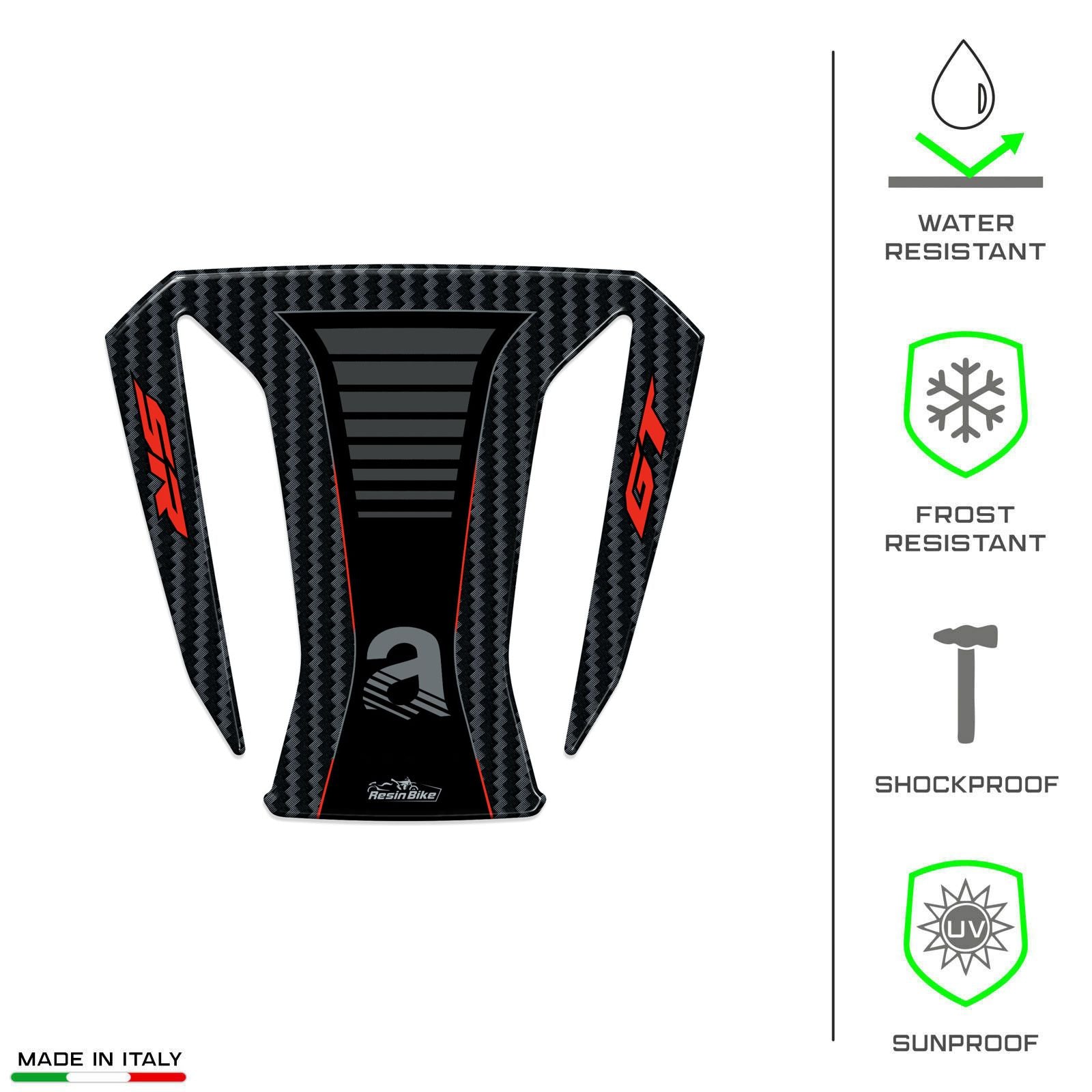 Resin Bike 3D Motorcycle Stickers - Frontal Area | Aprilia SR 125 / SR 200 Factory 2022>2026 -   Pyramid Motorcycle Accessories