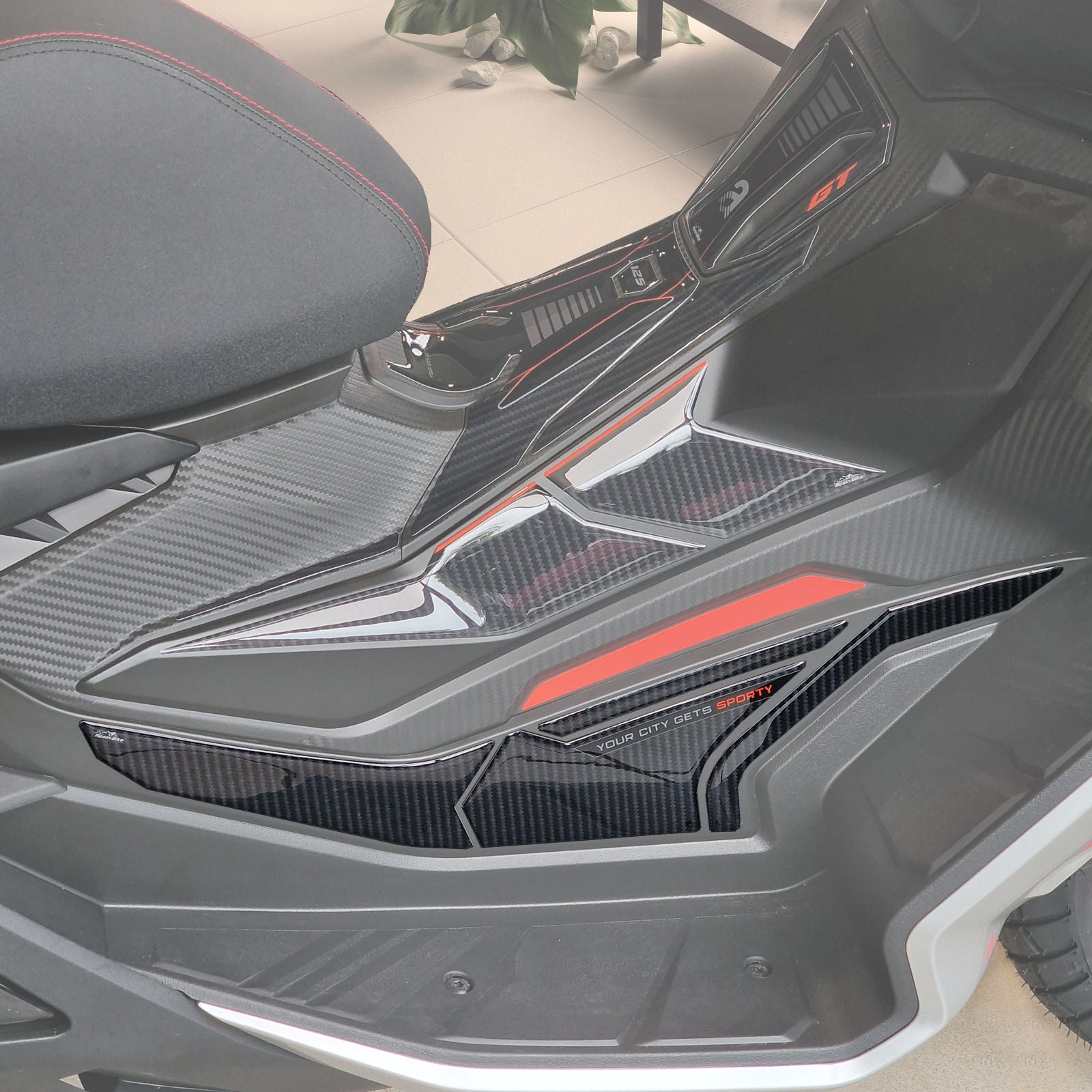 Resin Bike 3D Motorcycle Stickers - Side Footboards | Aprilia SR 125/200 2022>2025 -   Pyramid Motorcycle Accessories