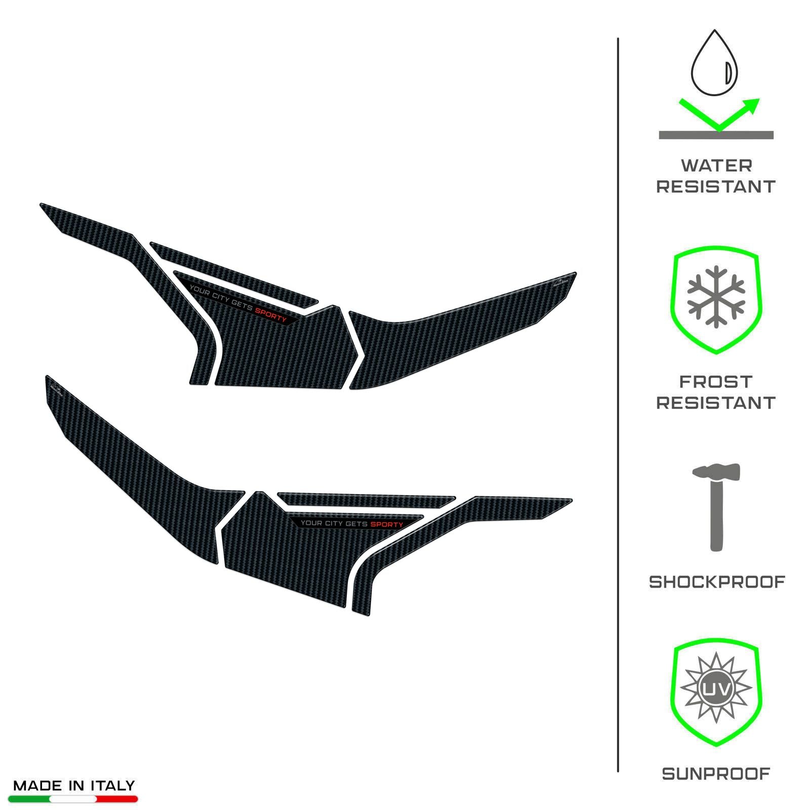Resin Bike 3D Motorcycle Stickers - Side Footboards | Aprilia SR 125/200 2022>2025 -   Pyramid Motorcycle Accessories