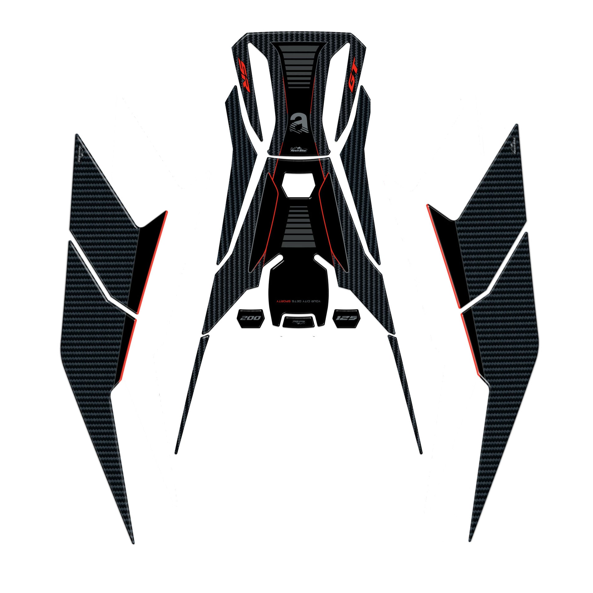 Resin Bike 3D Motorcycle Stickers - Full Kit | Aprilia SR 125 / SR 200 2022>2026 RB-1000690800002 -   Pyramid Motorcycle Accessories