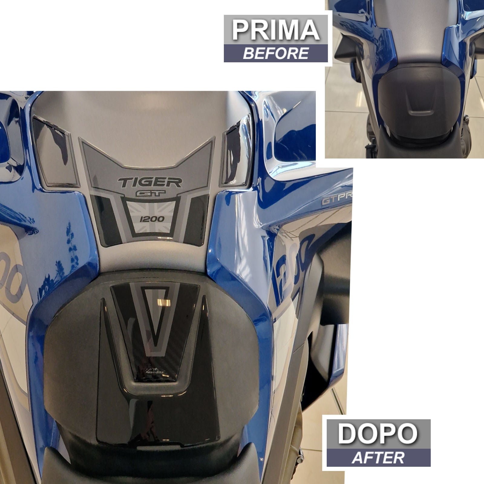 Resin Bike 3D Motorcycle Stickers - Tank Pad | Triumph Tiger 1200 GT Pro 2022>2025 -   Pyramid Motorcycle Accessories