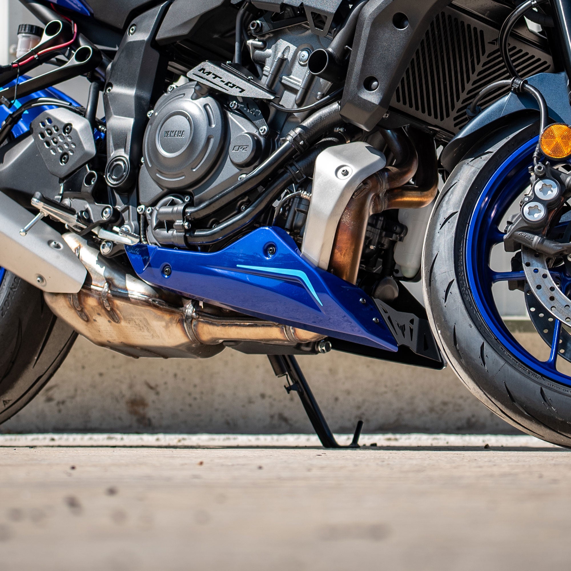 Pyramid Belly Pan | Yamaha Blue | Yamaha MT-07 2021>Current -   Pyramid Motorcycle Accessories