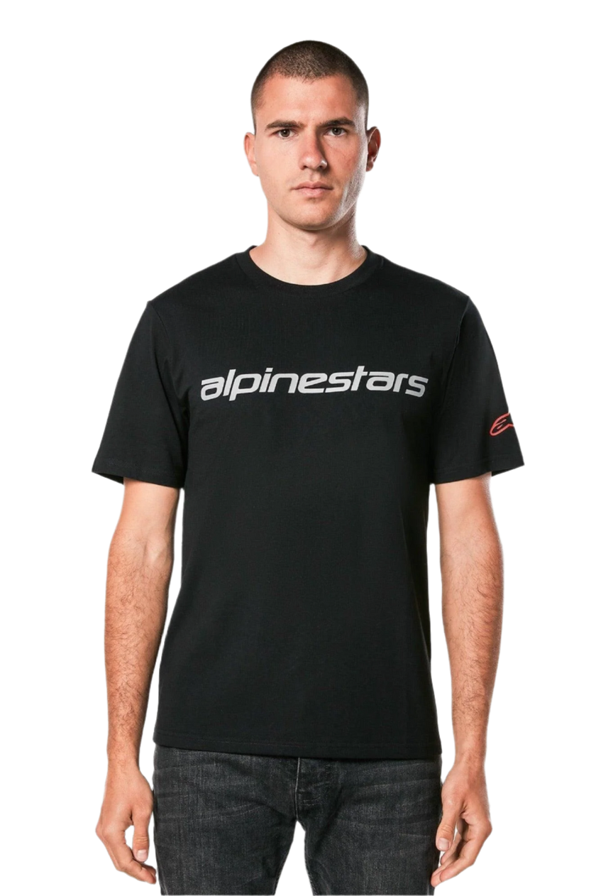 Alpinestars Linear Wordmark 2.0 CSF T-Shirt | Black/Grey/Red-Clothing-Pyramid Motorcycle Accessories