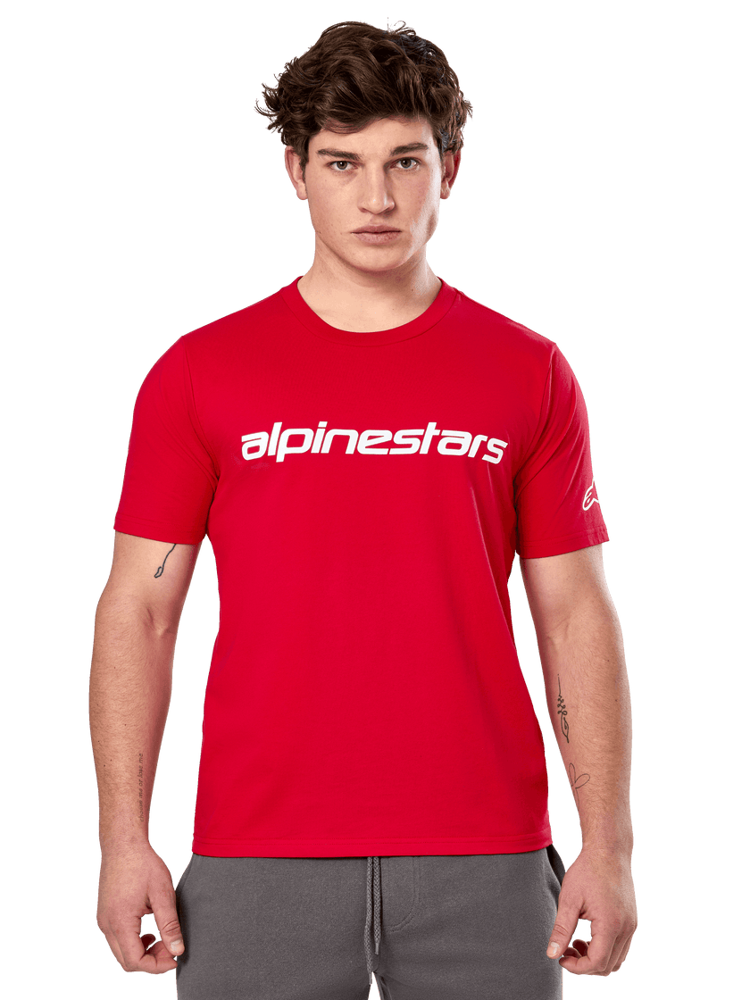 Alpinestars Linear Wordmark 2.0 CSF T-Shirt | Red/White-Clothing-Pyramid Motorcycle Accessories