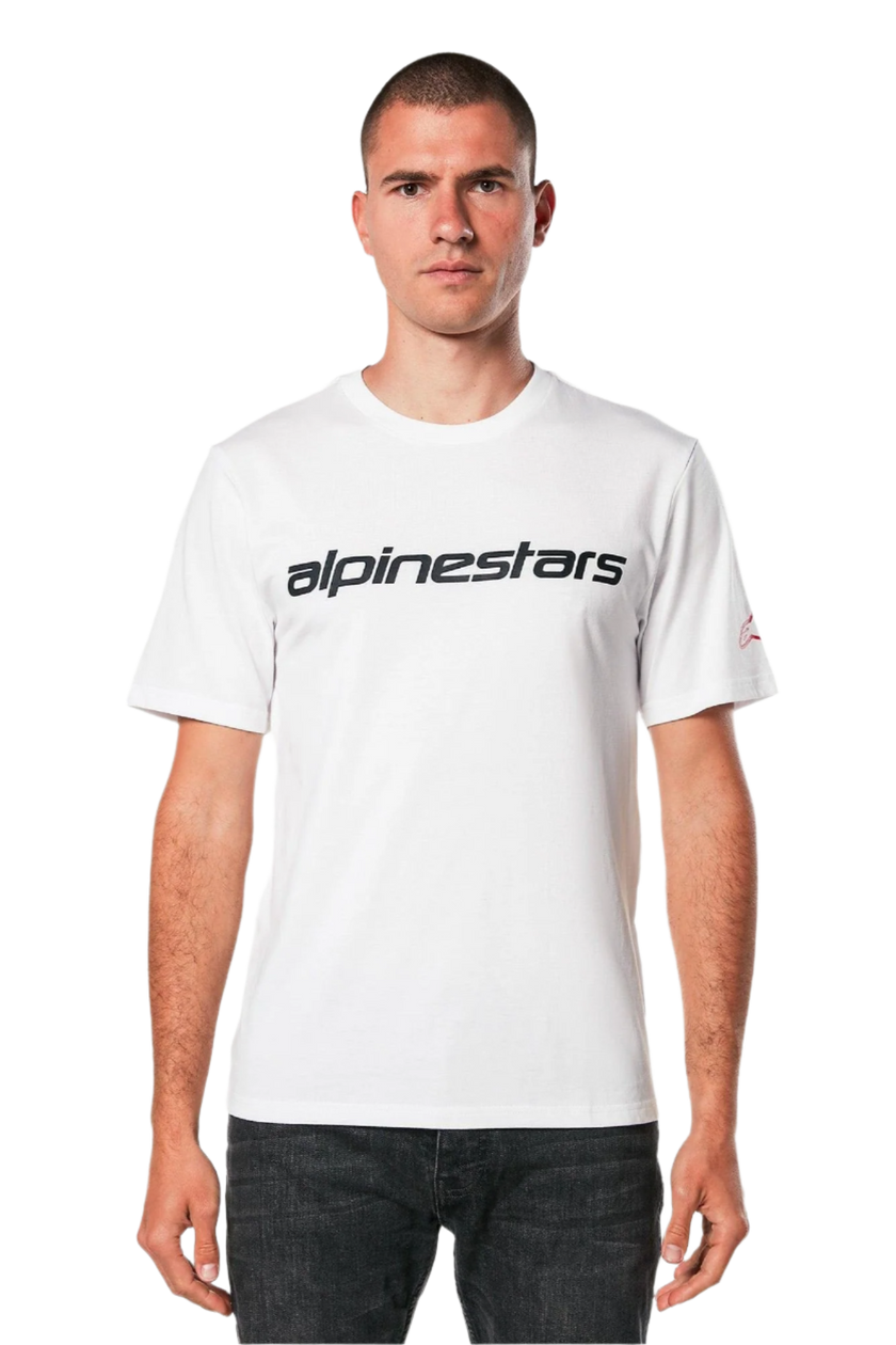 Alpinestars Linear Wordmark 2.0 CSF T-Shirt | White/Red/Black-Clothing-Pyramid Motorcycle Accessories