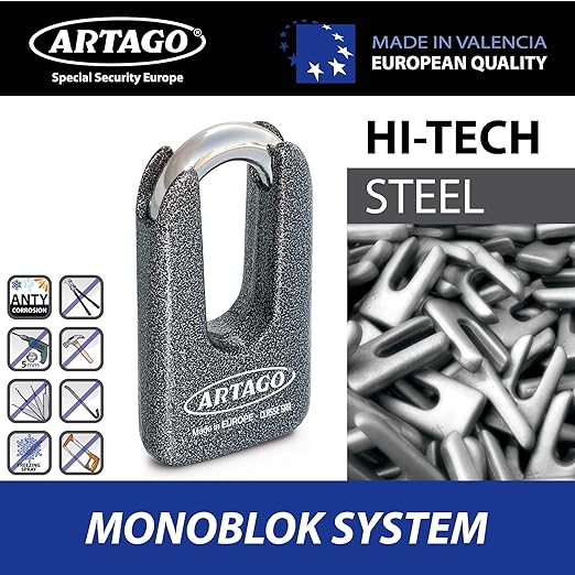 Artago 69T/B Padlock + 14.100 100cm Chain Combo-AR69T100-Security-Pyramid Motorcycle Accessories