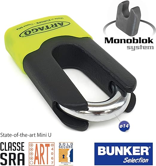 Artago 69X Padlock - Black/Yellow - 14mm Shackle -  Shop name