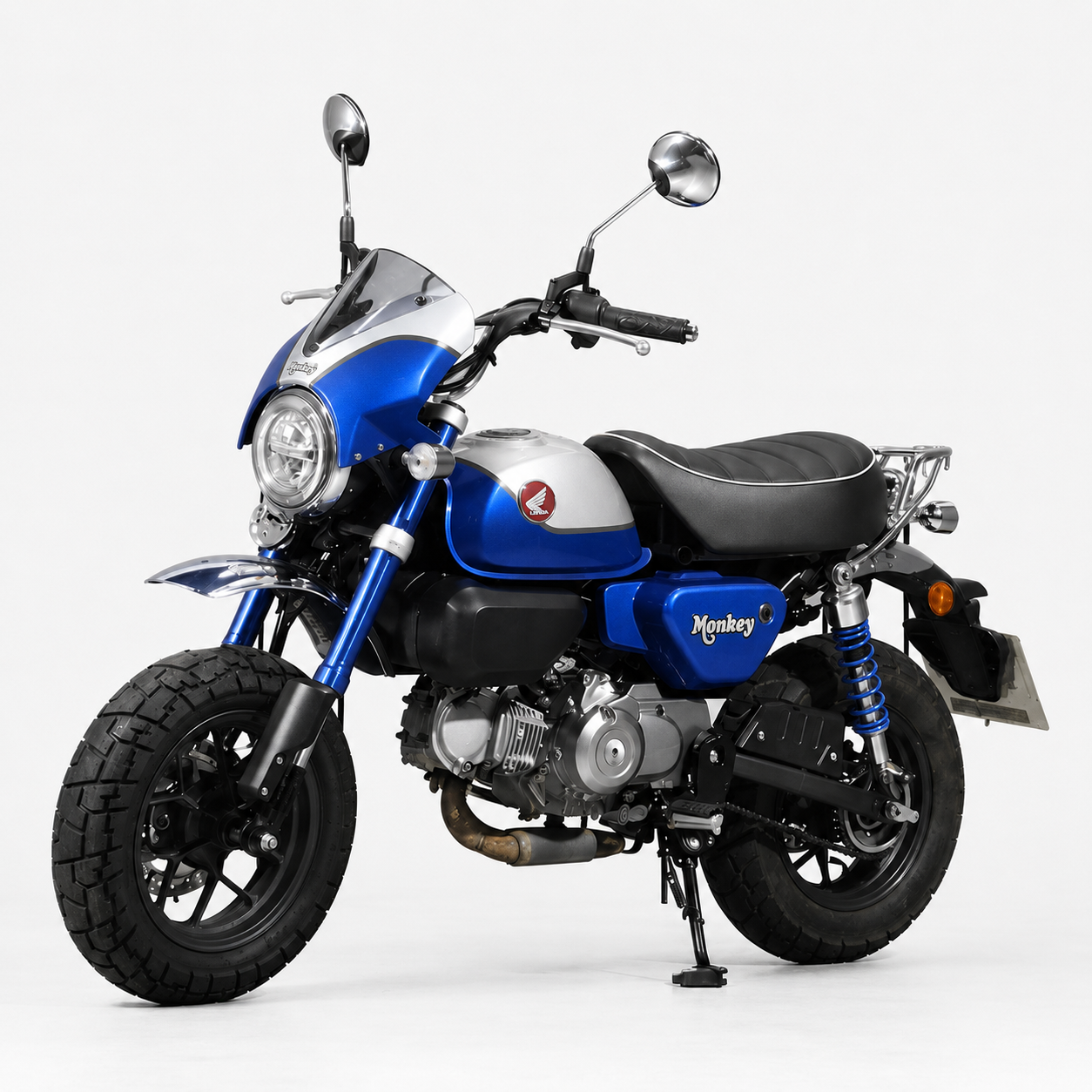 Pyramid Fly Screen | Pearl Glittering Blue/Silver | Honda Monkey 125 2021>Current -   Pyramid Motorcycle Accessories