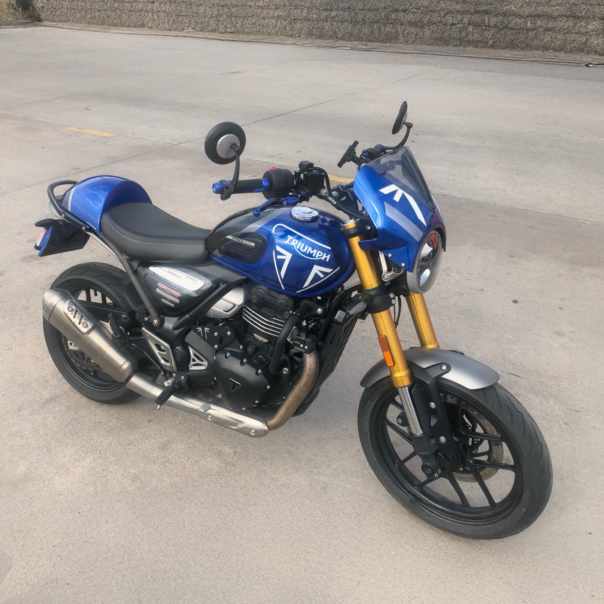 Pyramid Seat Cowl | Caspian Blue & Storm Grey | Triumph Speed 400 2024>Current -   Pyramid Motorcycle Accessories