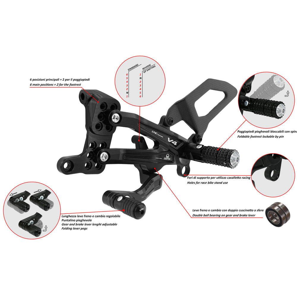 CNC Racing Adjustable Rearsets Carbon for Ducati Streetfighter V4 -  Shop name