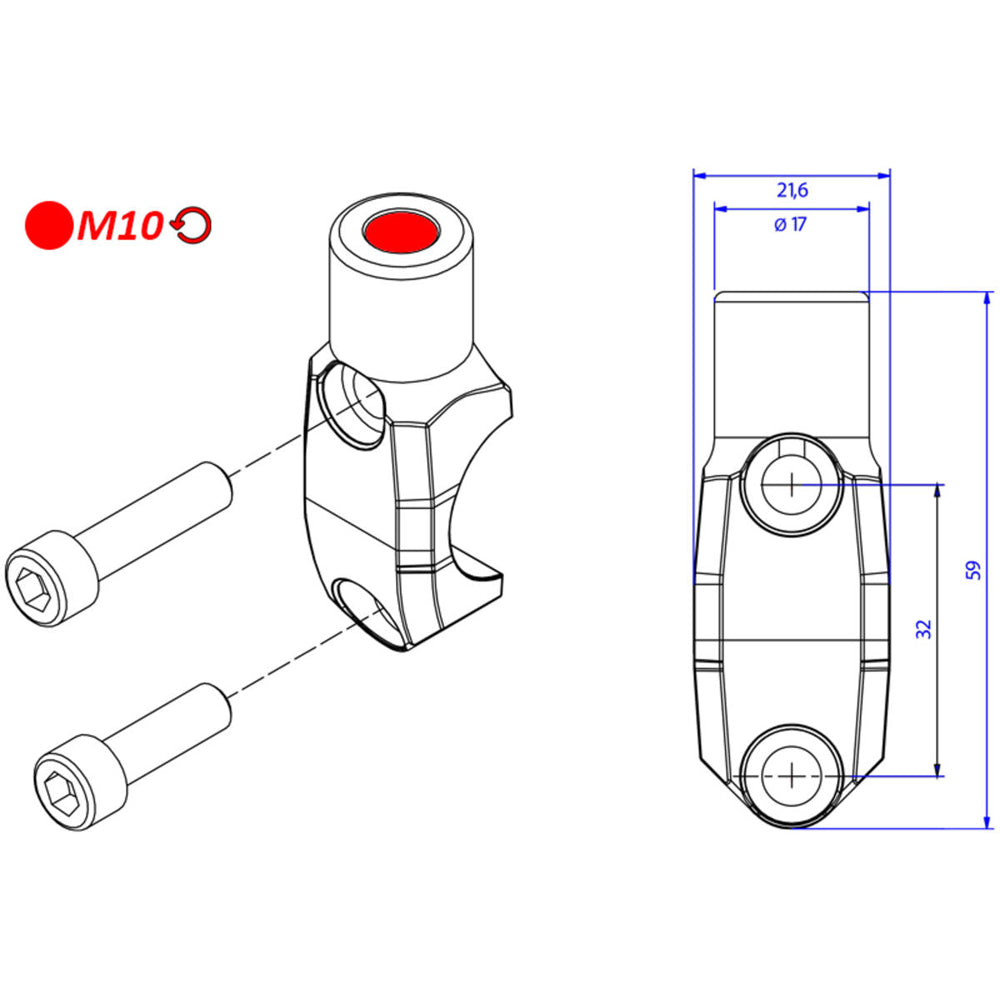 CNC Racing Brembo Master Cylinder Clamp with Mirror Mount Thread M10 Left -  Shop name