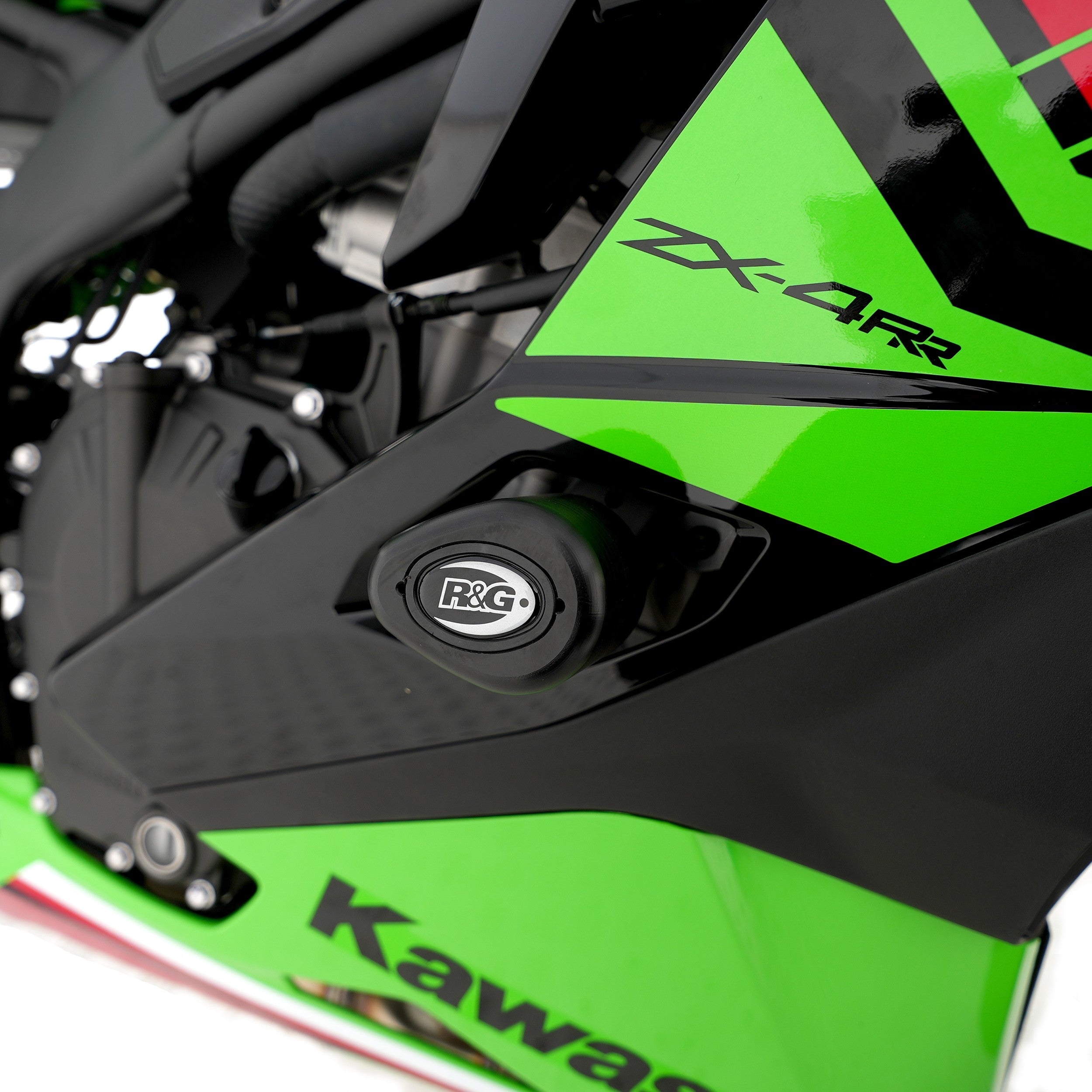 R&G Crash Protectors | White | Kawasaki ZX-25R 2020 & Kawasaki Ninja ZX-4R 2023>Current & Kawasaki Ninja ZX-4R SE 2023 & Kawasaki Ninja ZX-4RR 2023>Current -   Pyramid Motorcycle Accessories