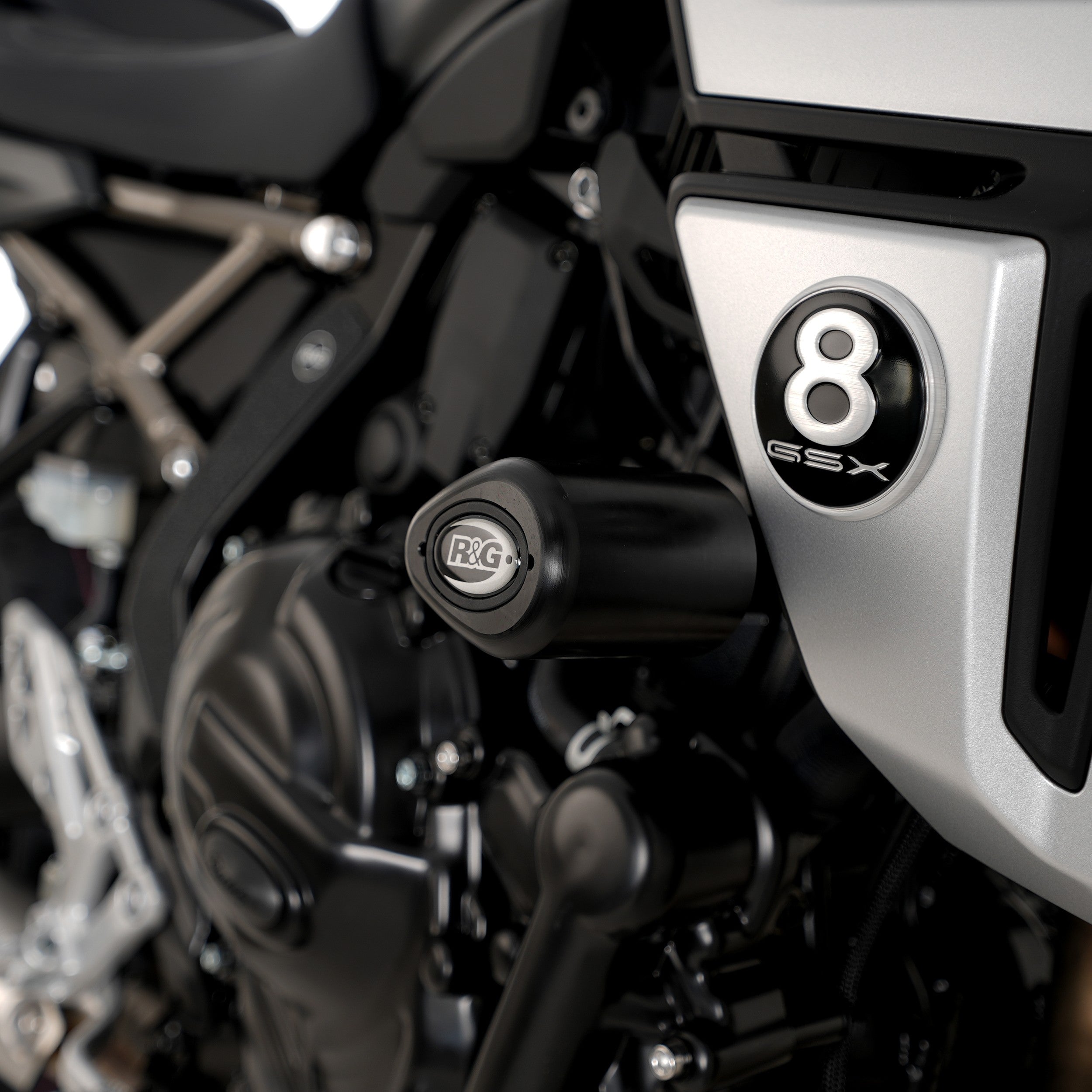 R&G Crash Protectors | White | Suzuki GSX-8T 2025>Current & Suzuki GSX-8TT 2025>Current & Suzuki GSX-8S 2023>Current