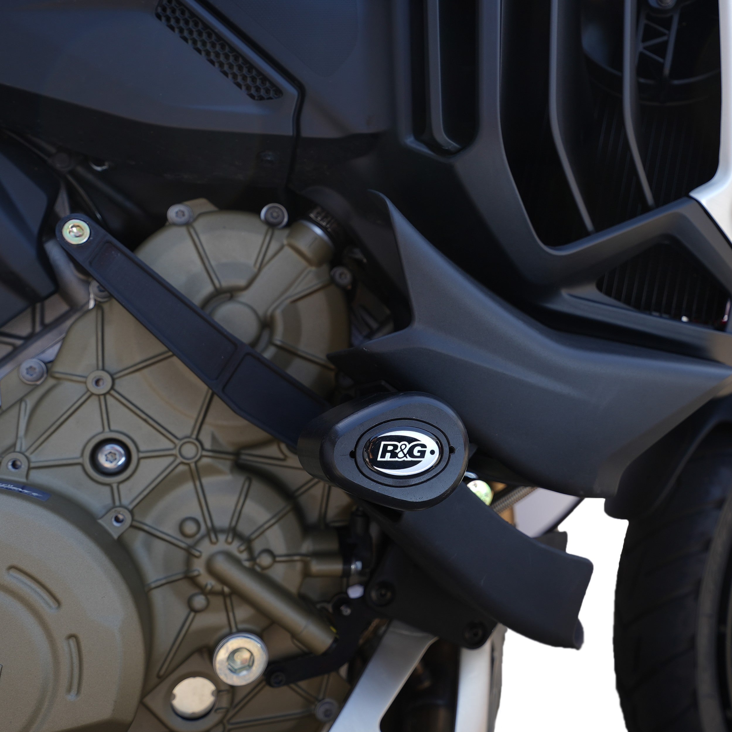 R&G Crash Protectors | Black | Ducati Multistrada V4 2021>2024 & Ducati Multistrada V4 S 2021>2024 & Ducati Multistrada V4 Rally 2023>Current -   Pyramid Motorcycle Accessories