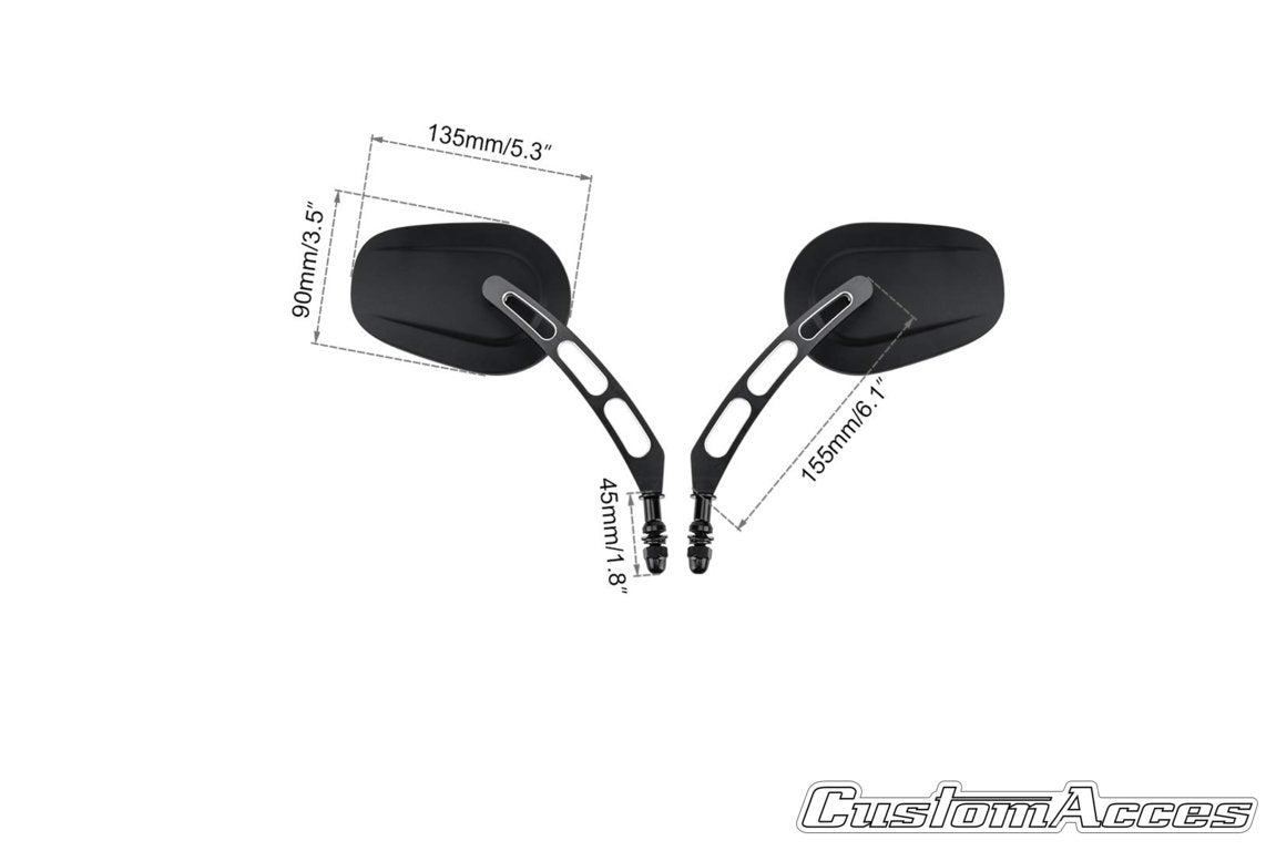 Customacces Misuri Mirrors | Black-XJR0017N-Mirrors-Pyramid Motorcycle Accessories
