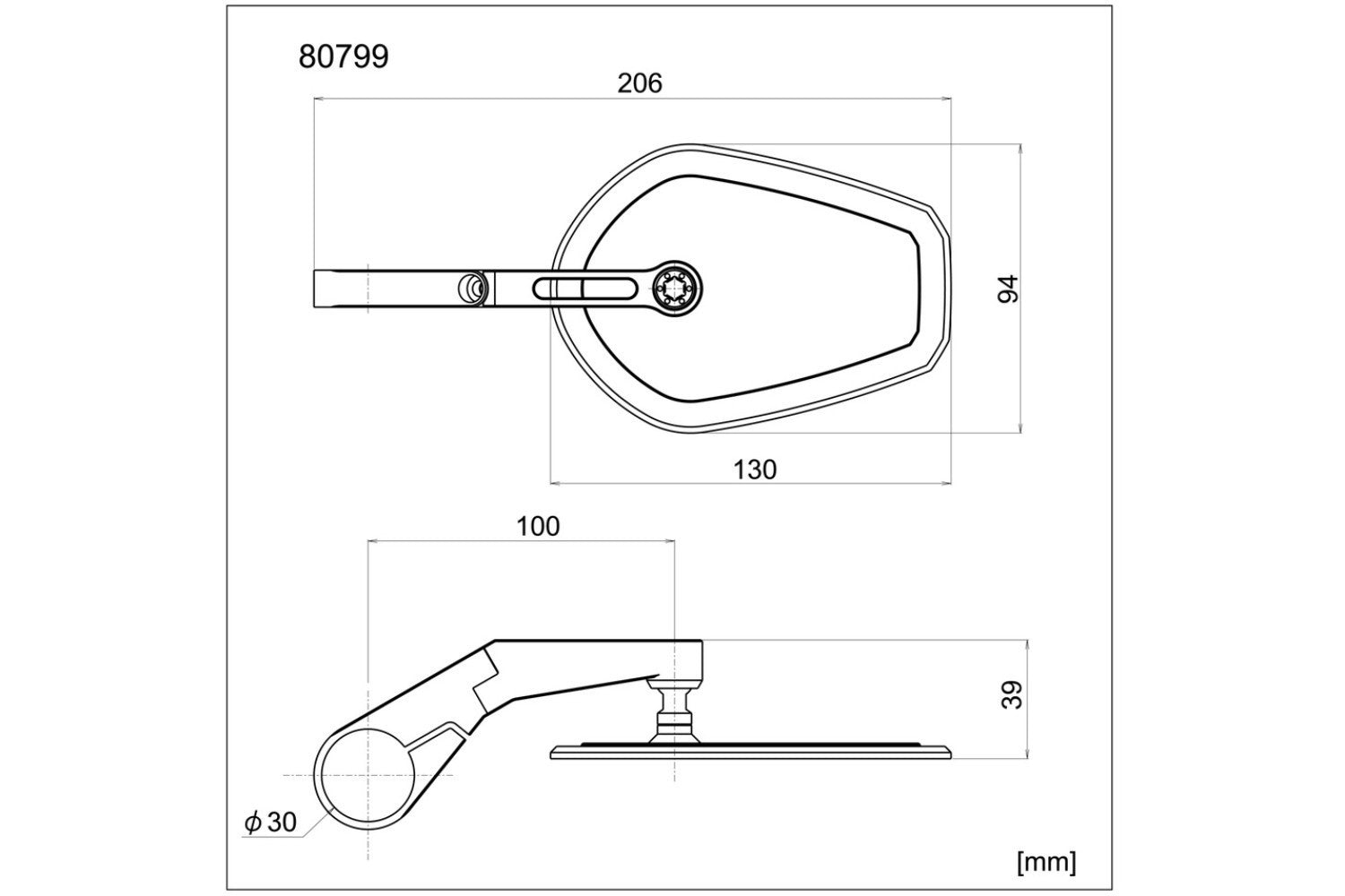 Daytona "D-MIRROR-15" Aluminium Flat Bar End Mirror Black -  Shop name