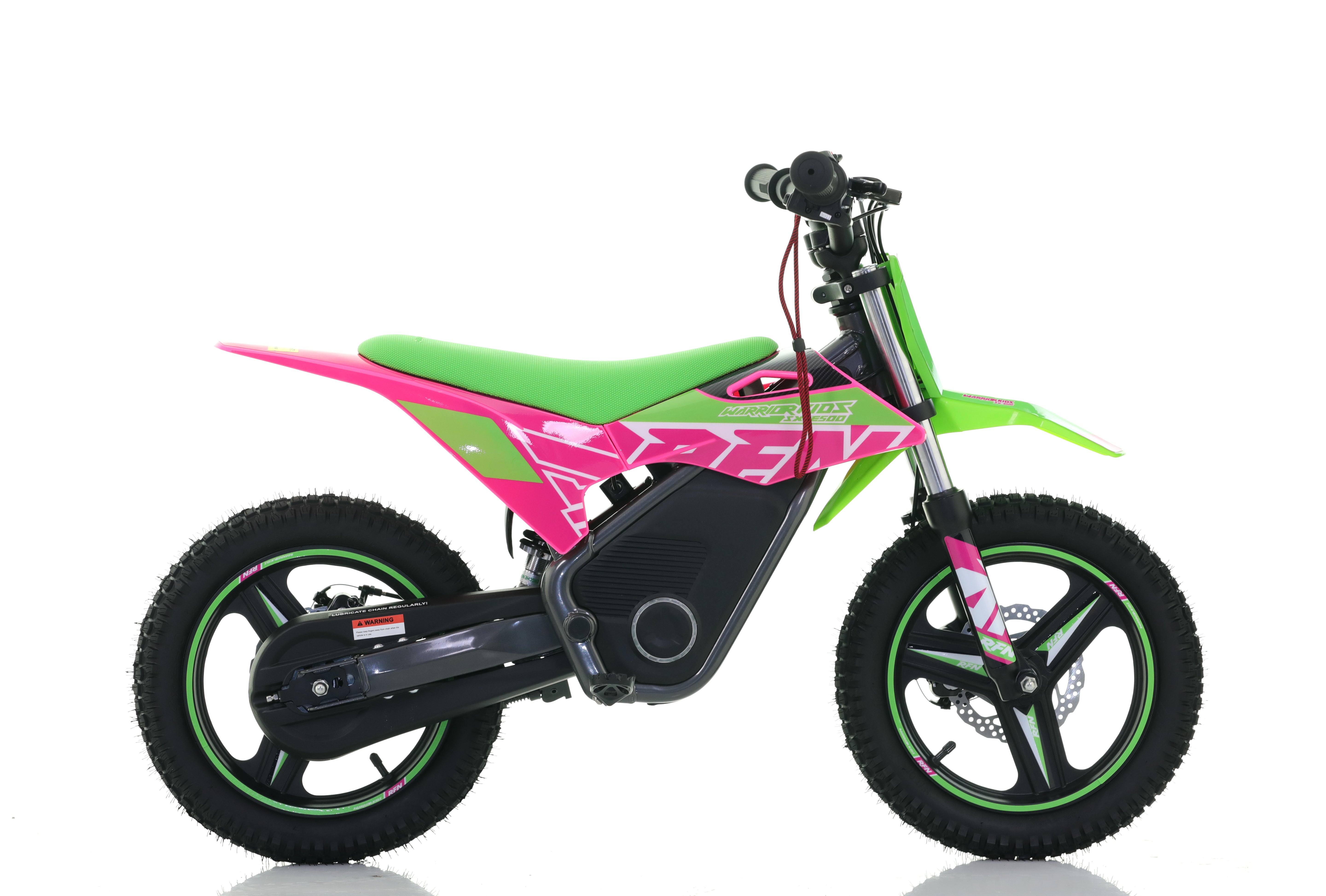 RFN Warrior SX-E500 14-inch Kids Electric MX Bike | Green/Pink