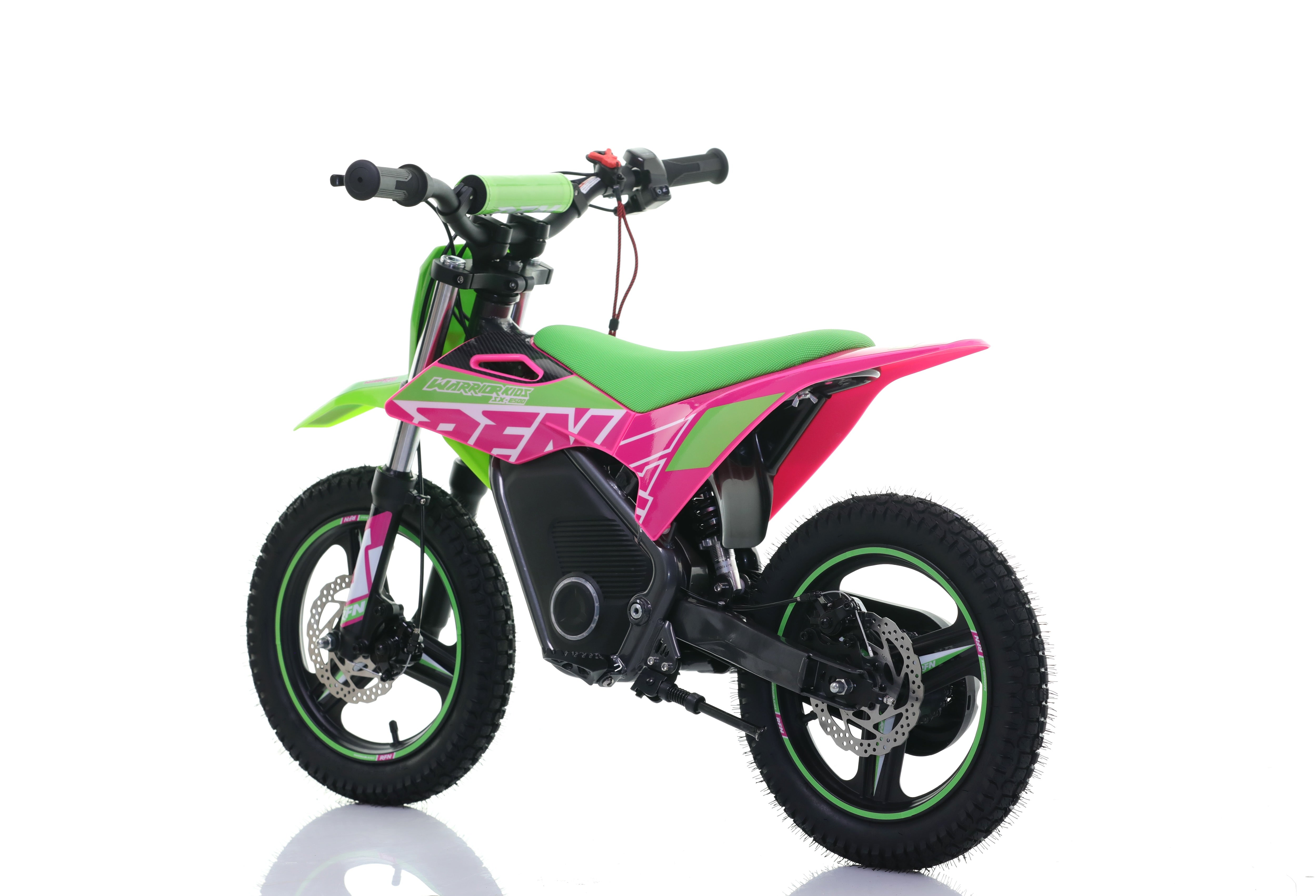 RFN Warrior SX-E500 14-inch Kids Electric MX Bike | Green/Pink