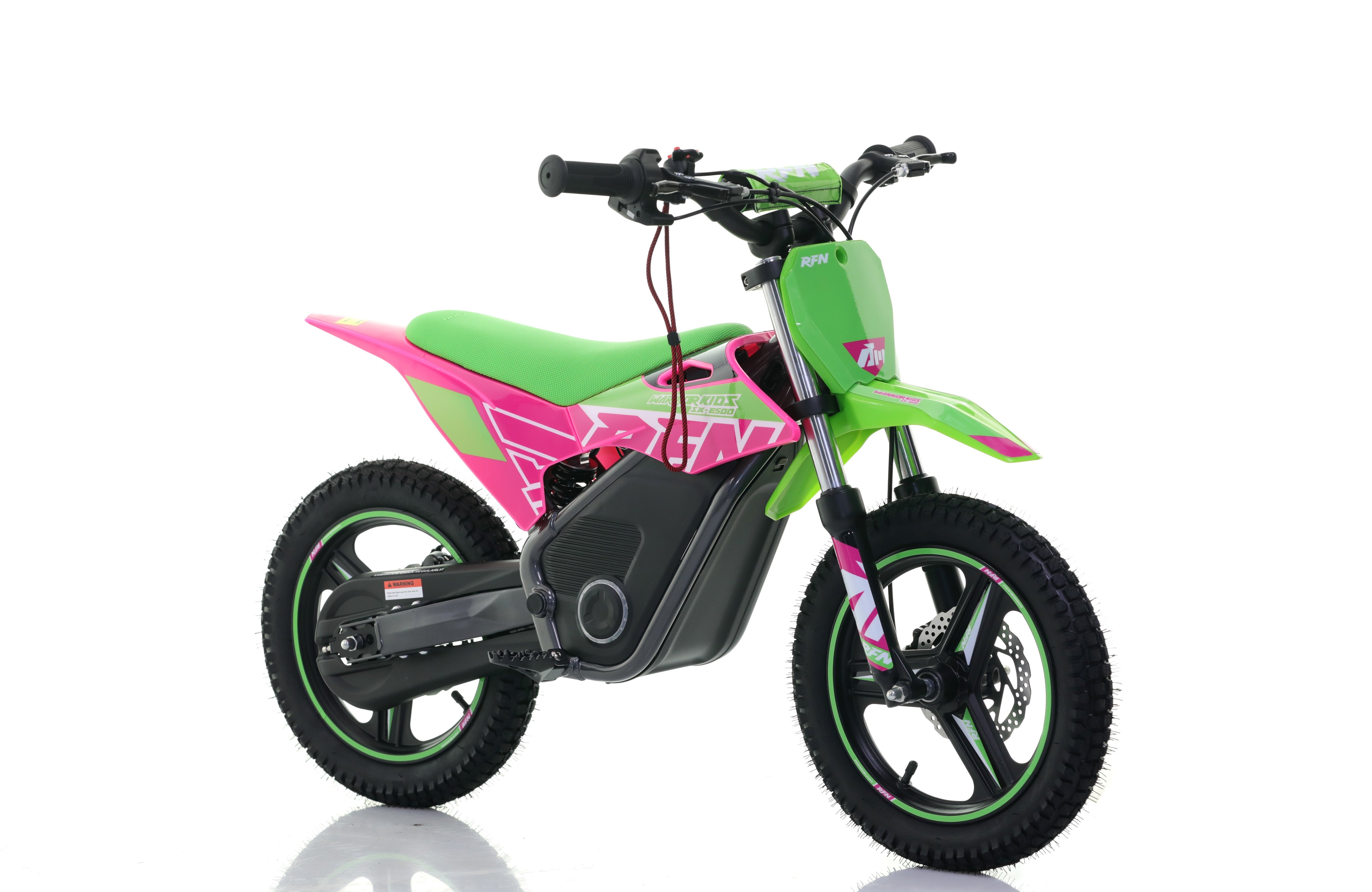 RFN Warrior SX-E500 14-inch Kids Electric MX Bike | Green/Pink